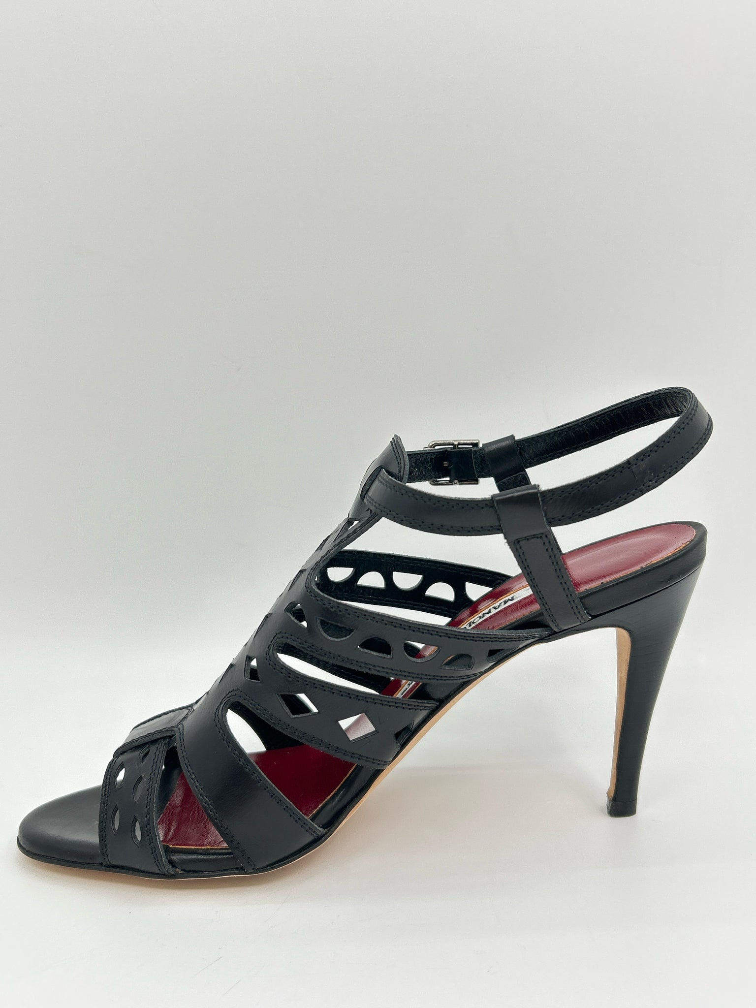 MANOLO BLAHNIK Size 38.5 Black Women Sandal