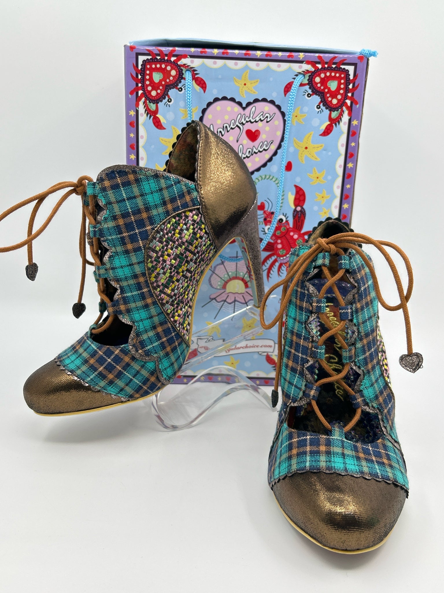 IRREGULAR CHOICE Size 11 BLUE PATTERN Women Booties