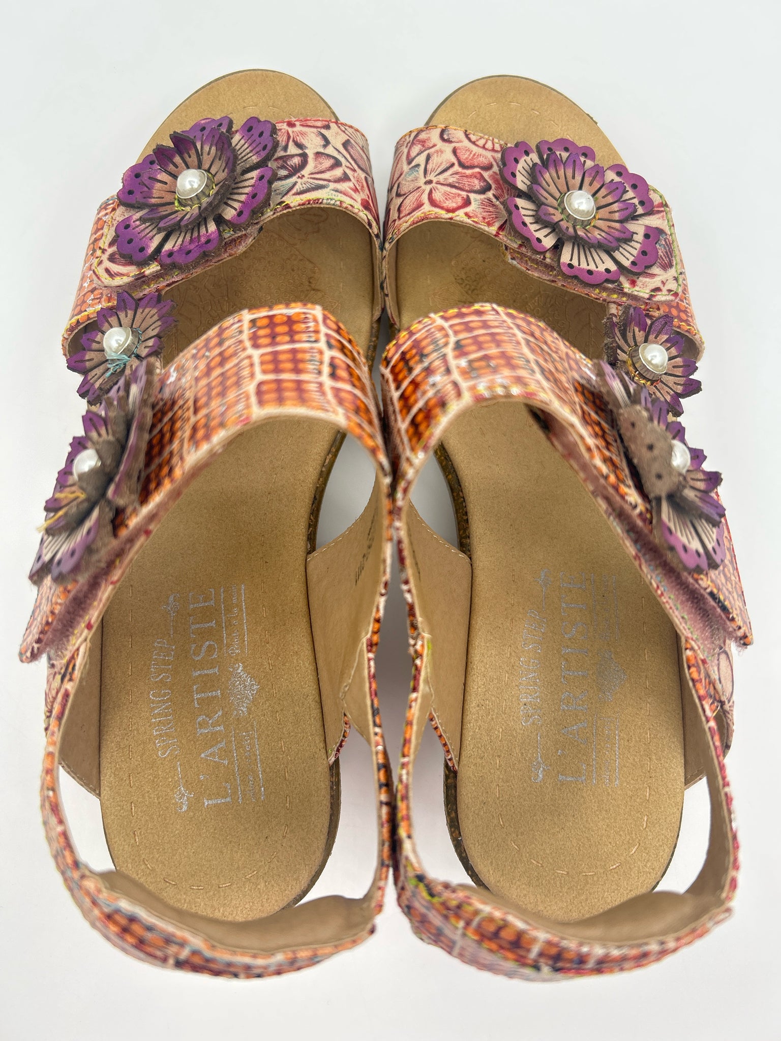 L'ARTISTE Size 38/8 Purple Print Women Sandal