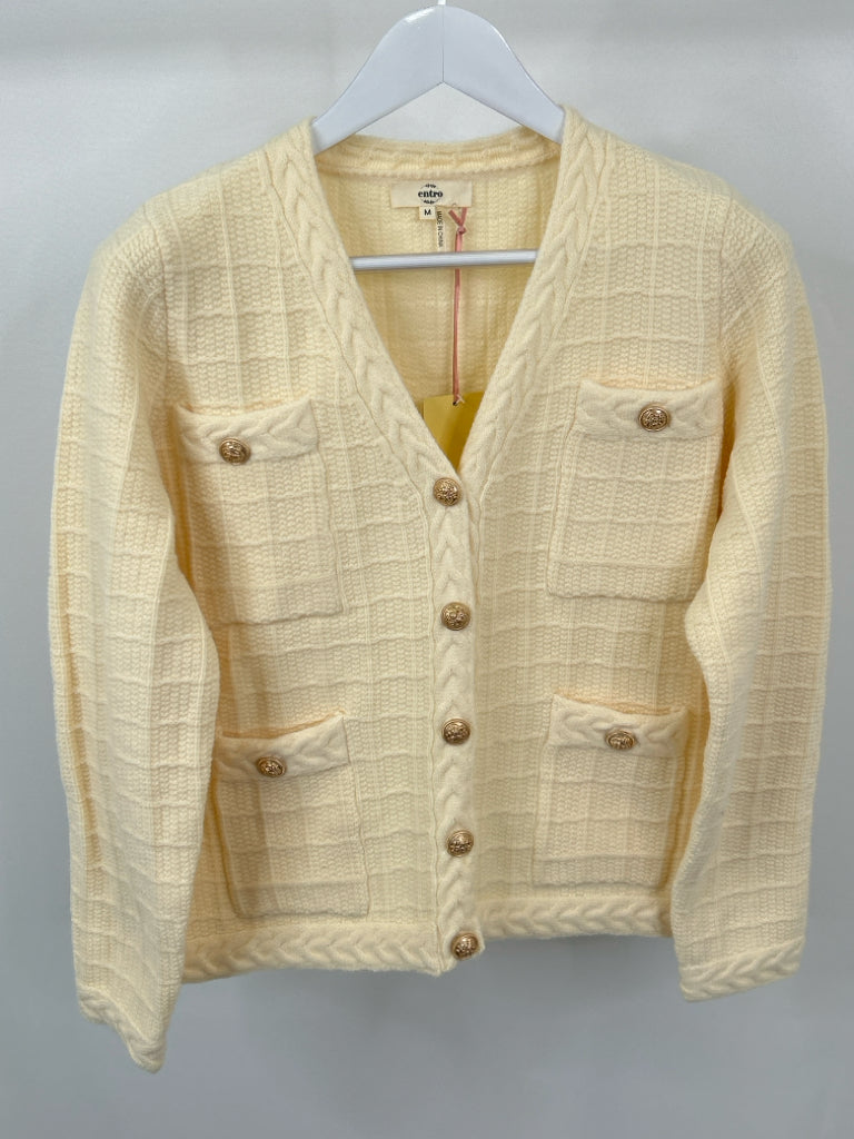 ENTRO Women Size M Cream Cardigan