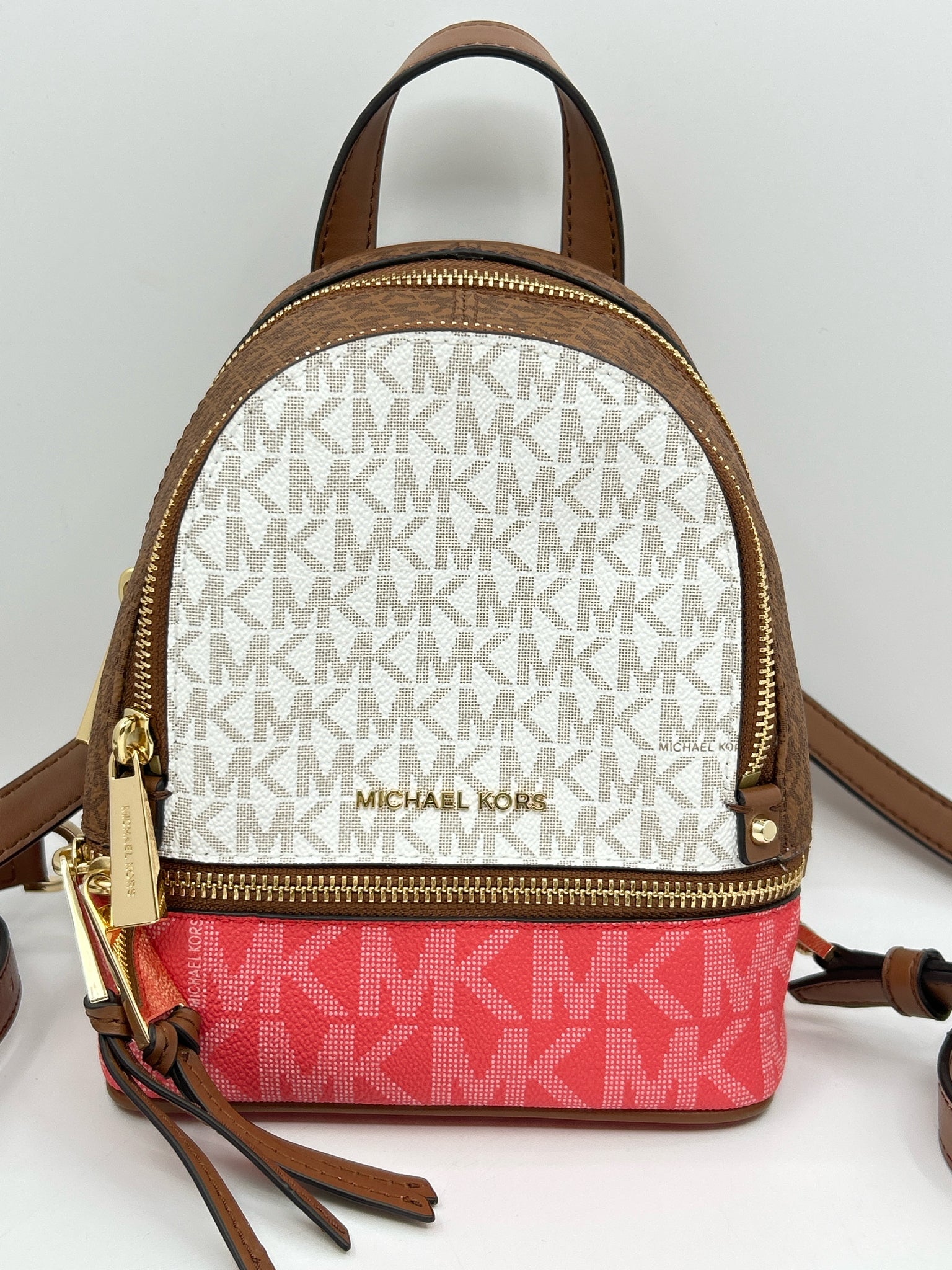 MICHAEL KORS WHITE AND BROWN Women Backpack