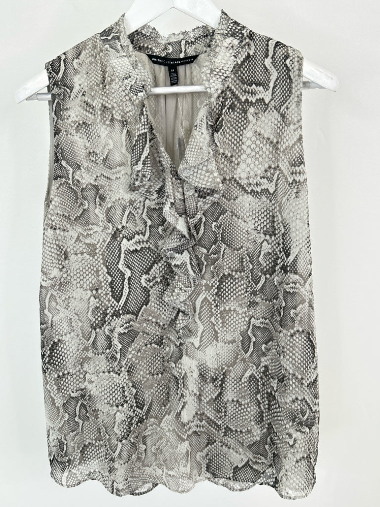 White House Black Market Size 14 Gray print Women's Top