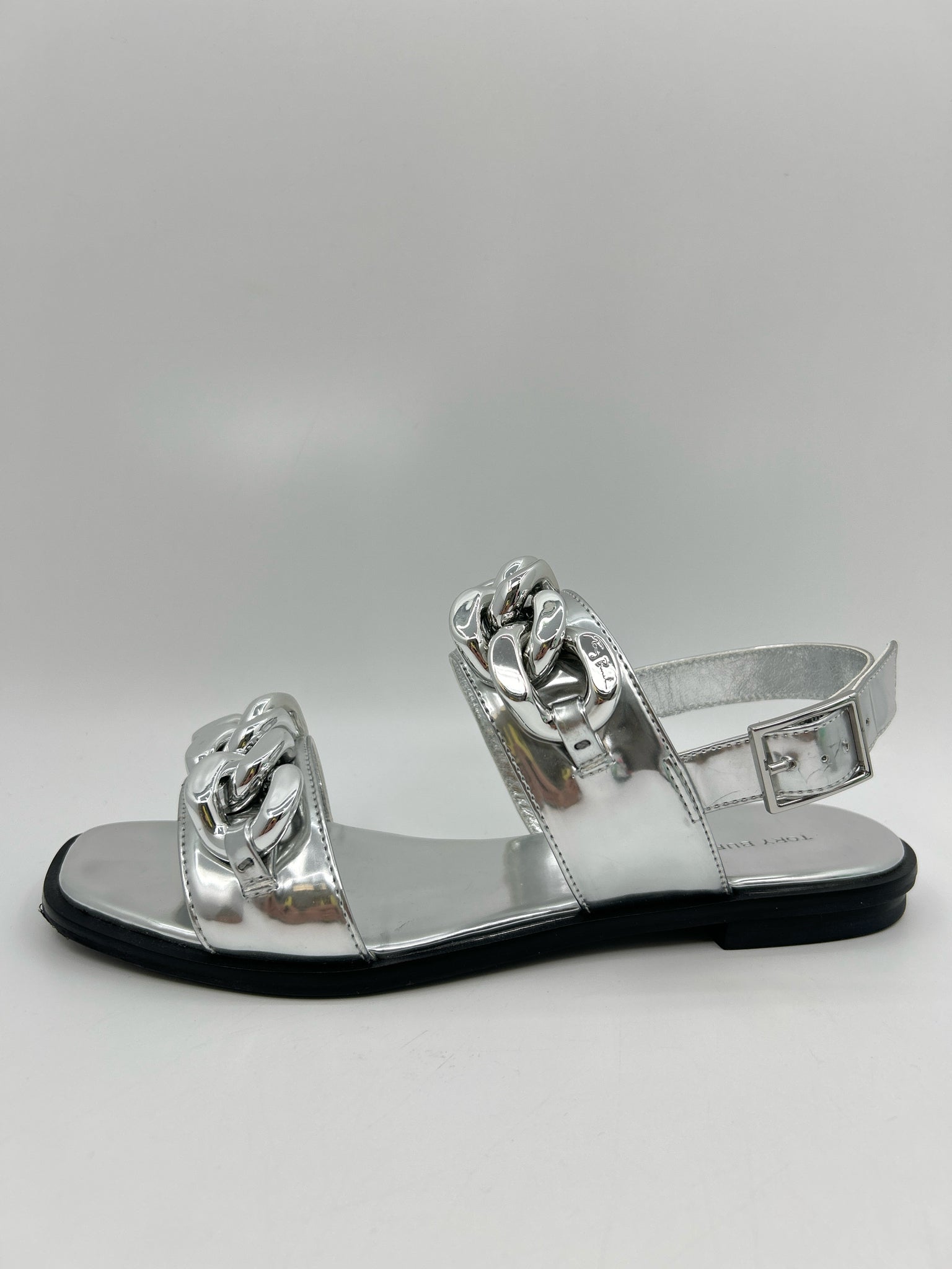 TORY BURCH Size 8.5M METALLIC SILVER Women Sandal