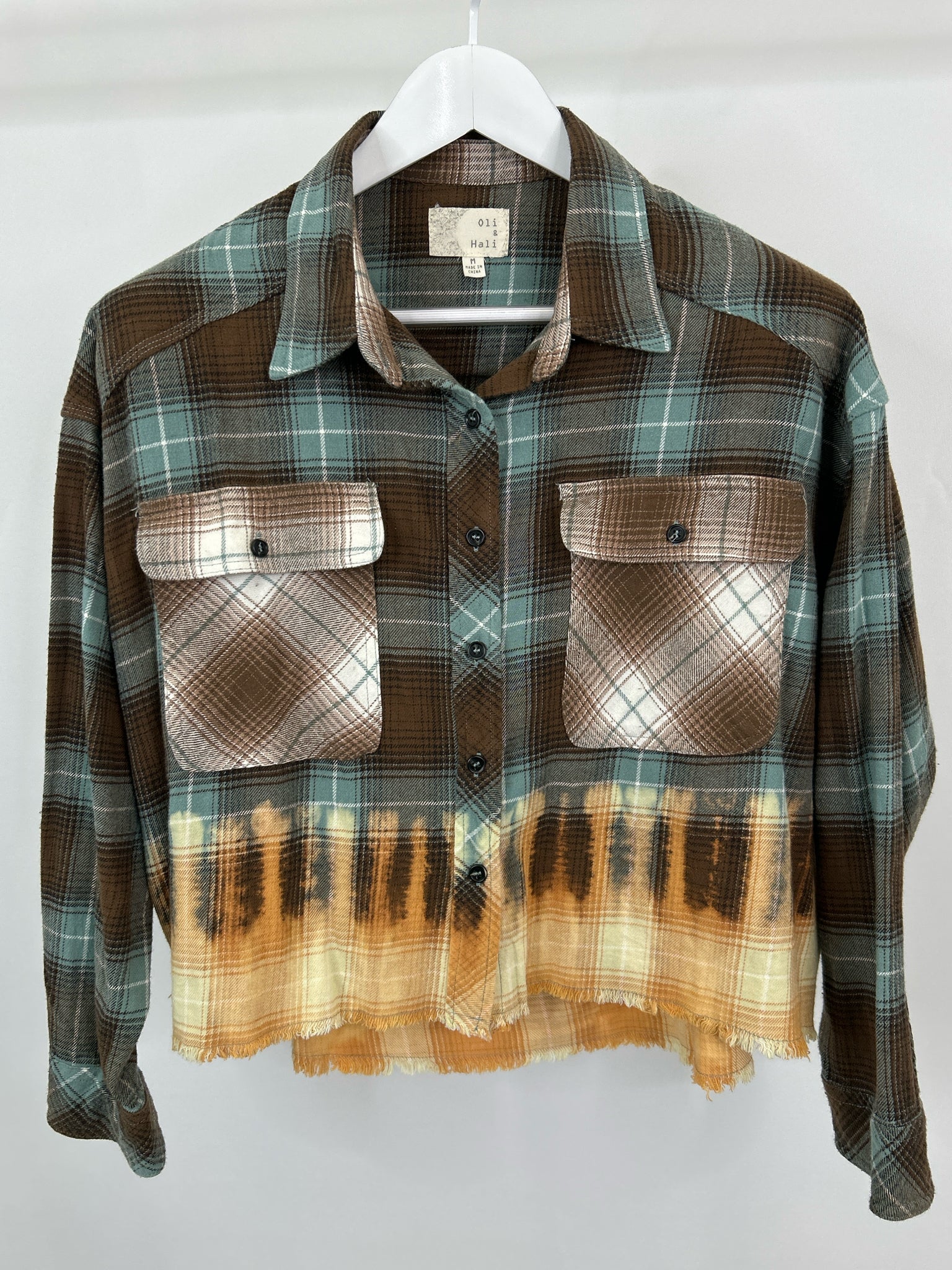 Oli & Hali Size M TEAL PLAID Women Shirt
