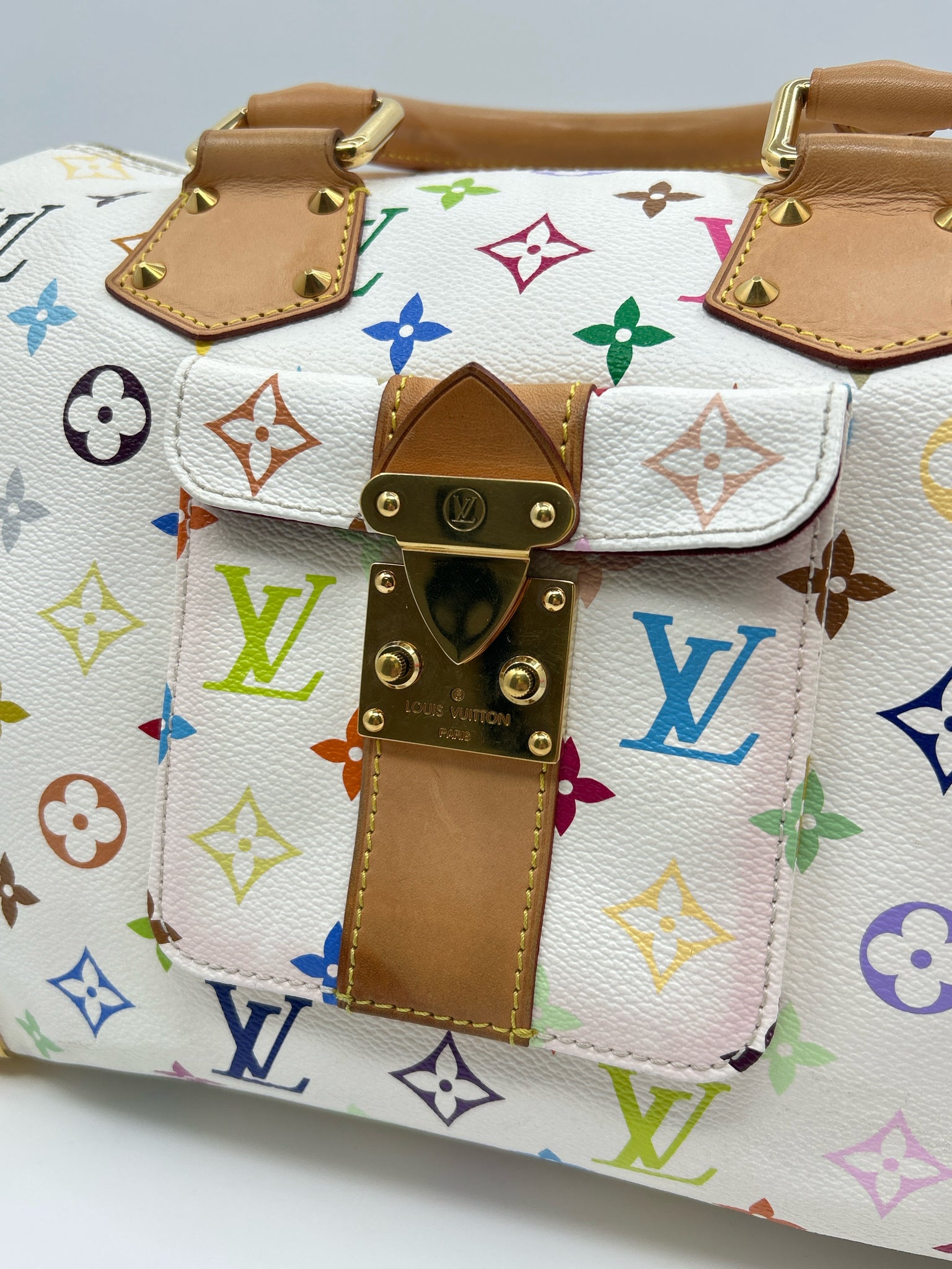 LOUIS VUITTON White Monogram Speedy Women Purse