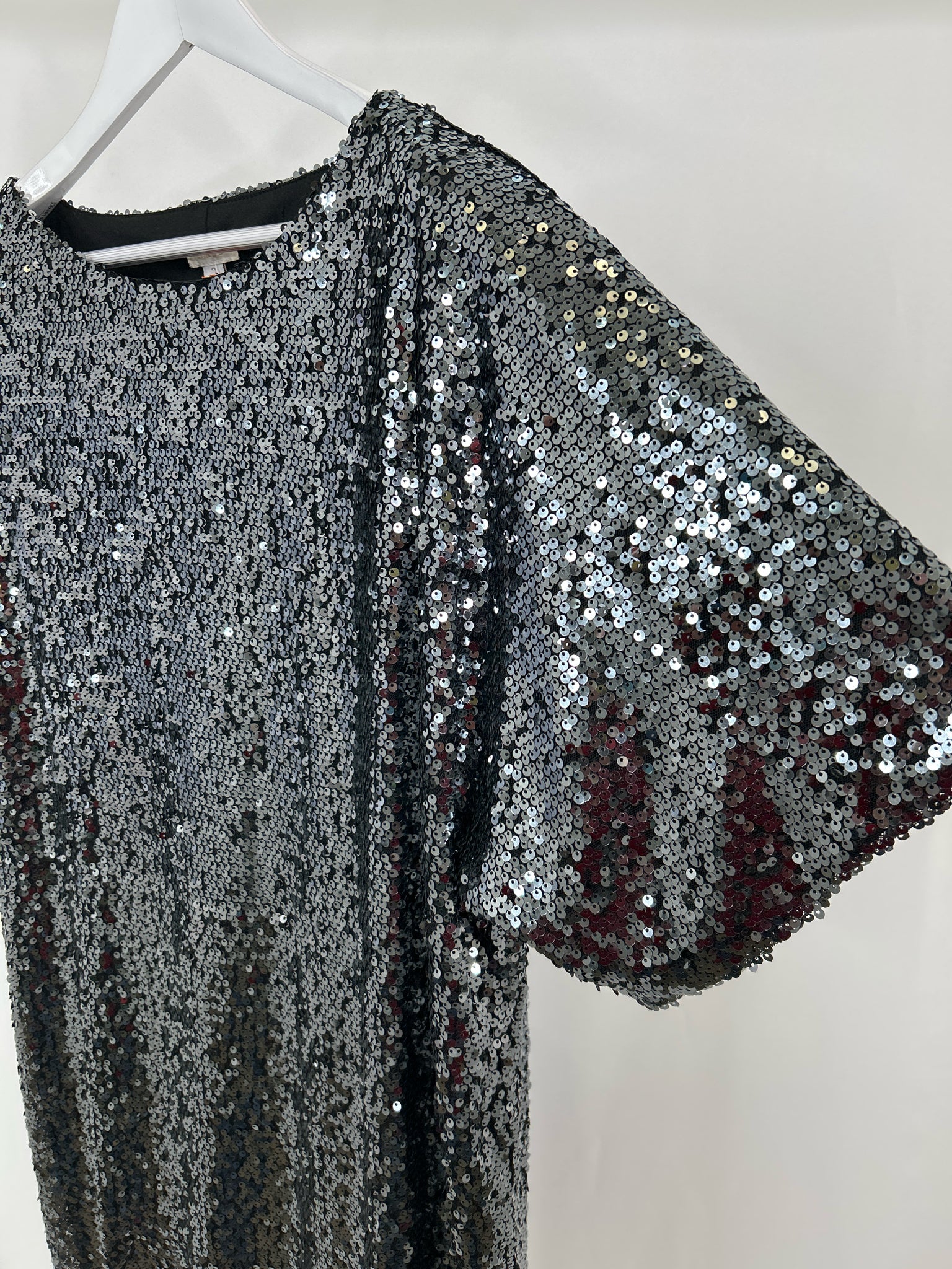 CHICO'S Size 12 Black and Silver Women Dress