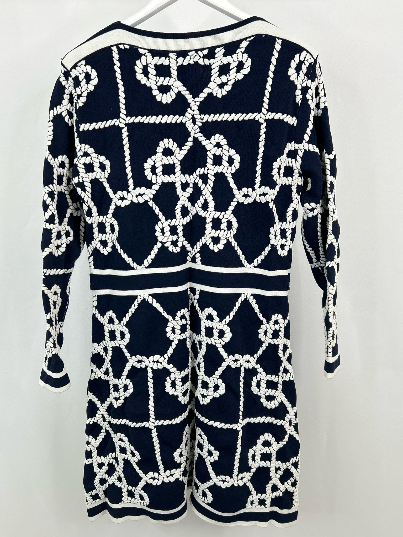 KAREN MILLEN Size XL Navy Print Women Dress