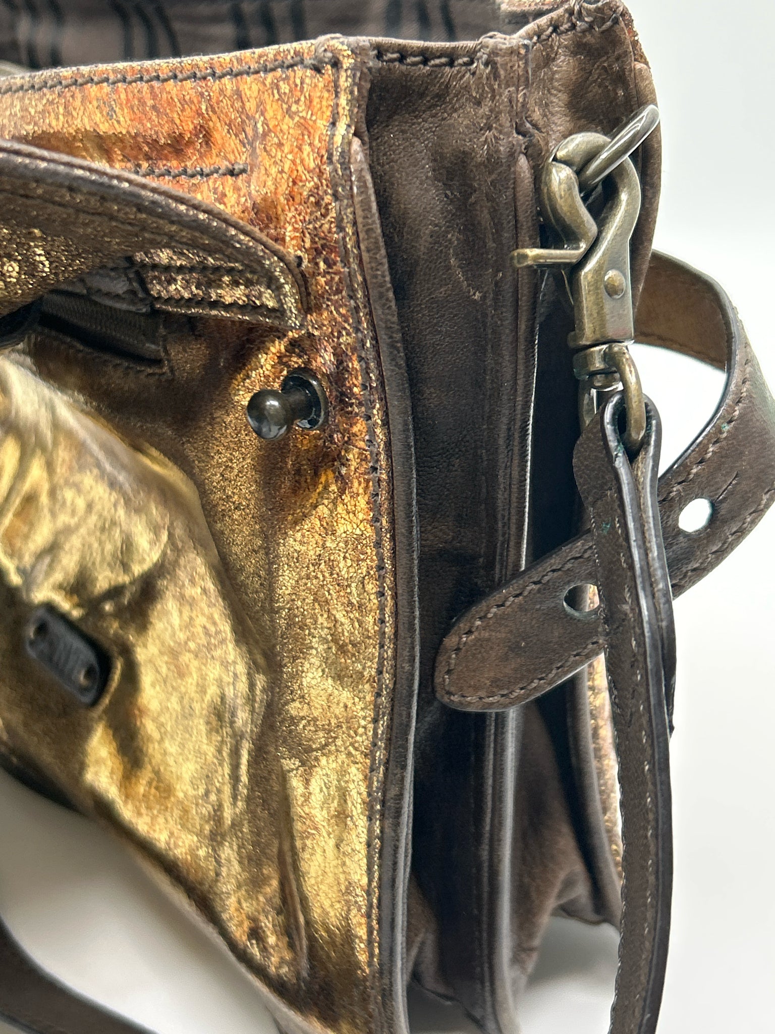 FRYE Gold and Brown Women Purse