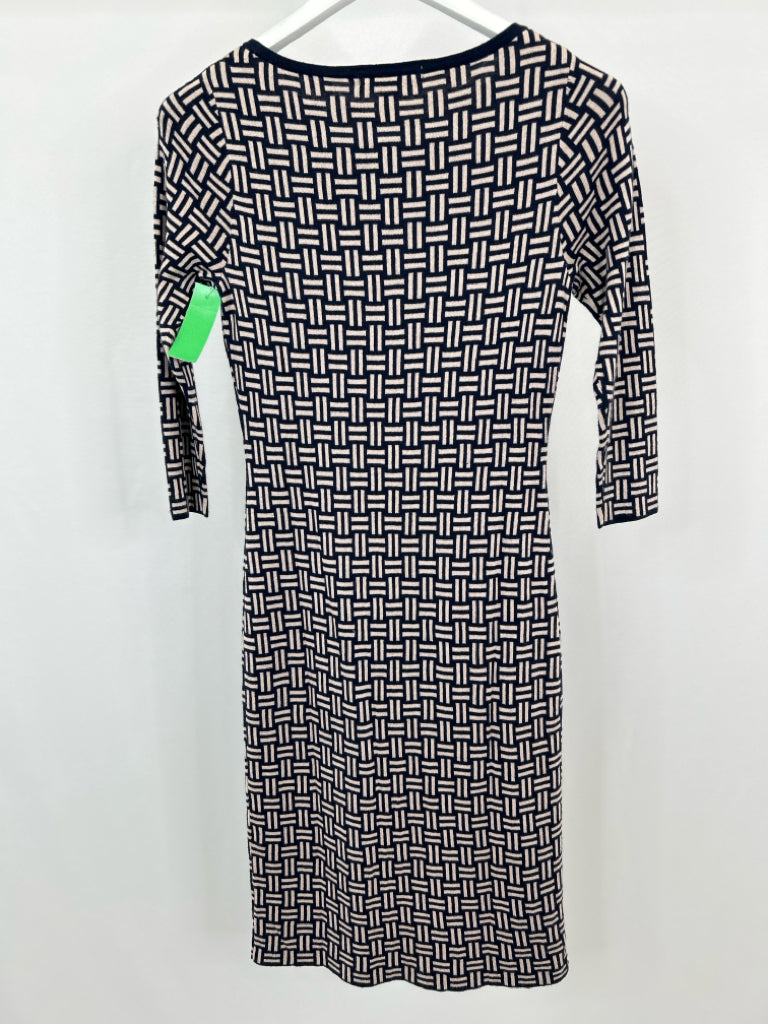 BODEN Women Size 2R Navy and Cream Dress