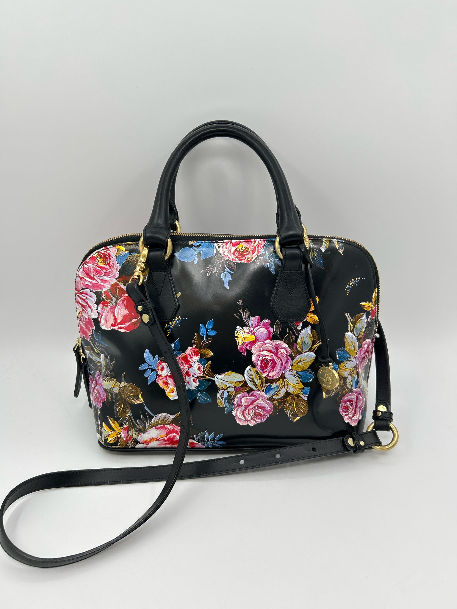 BRAHMIN Black Floral Women Purse