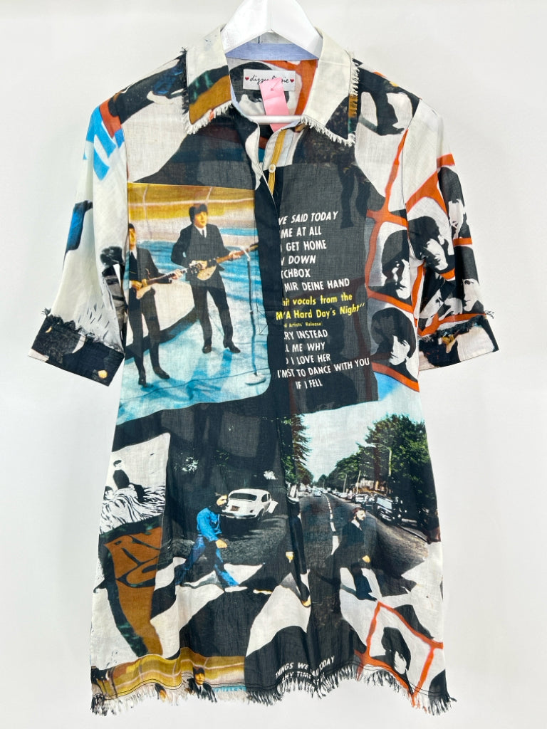 Dizzy Lizzie Size S Black Print Women's Dress