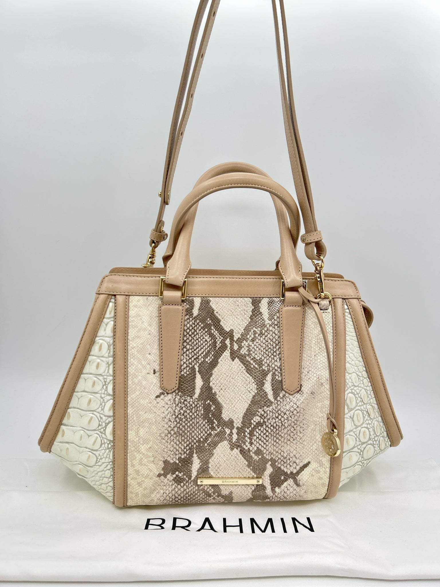 BRAHMIN NWT Beige Print Women Purse
