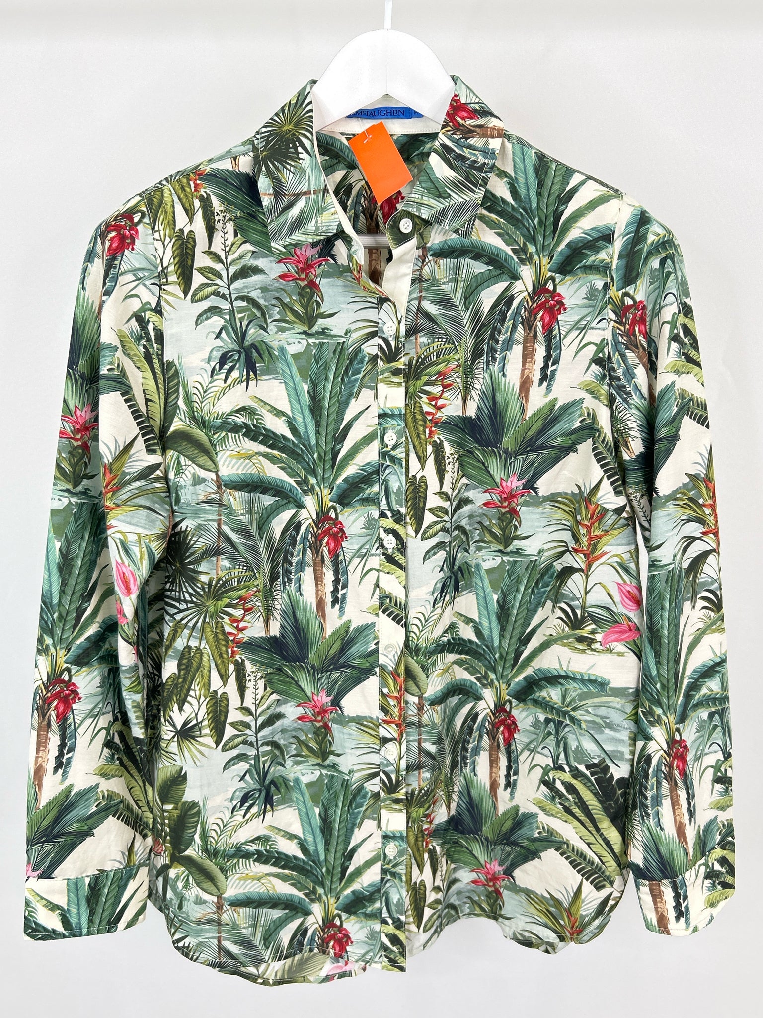 J. McLaughlin Size M Green Floral Women Shirt