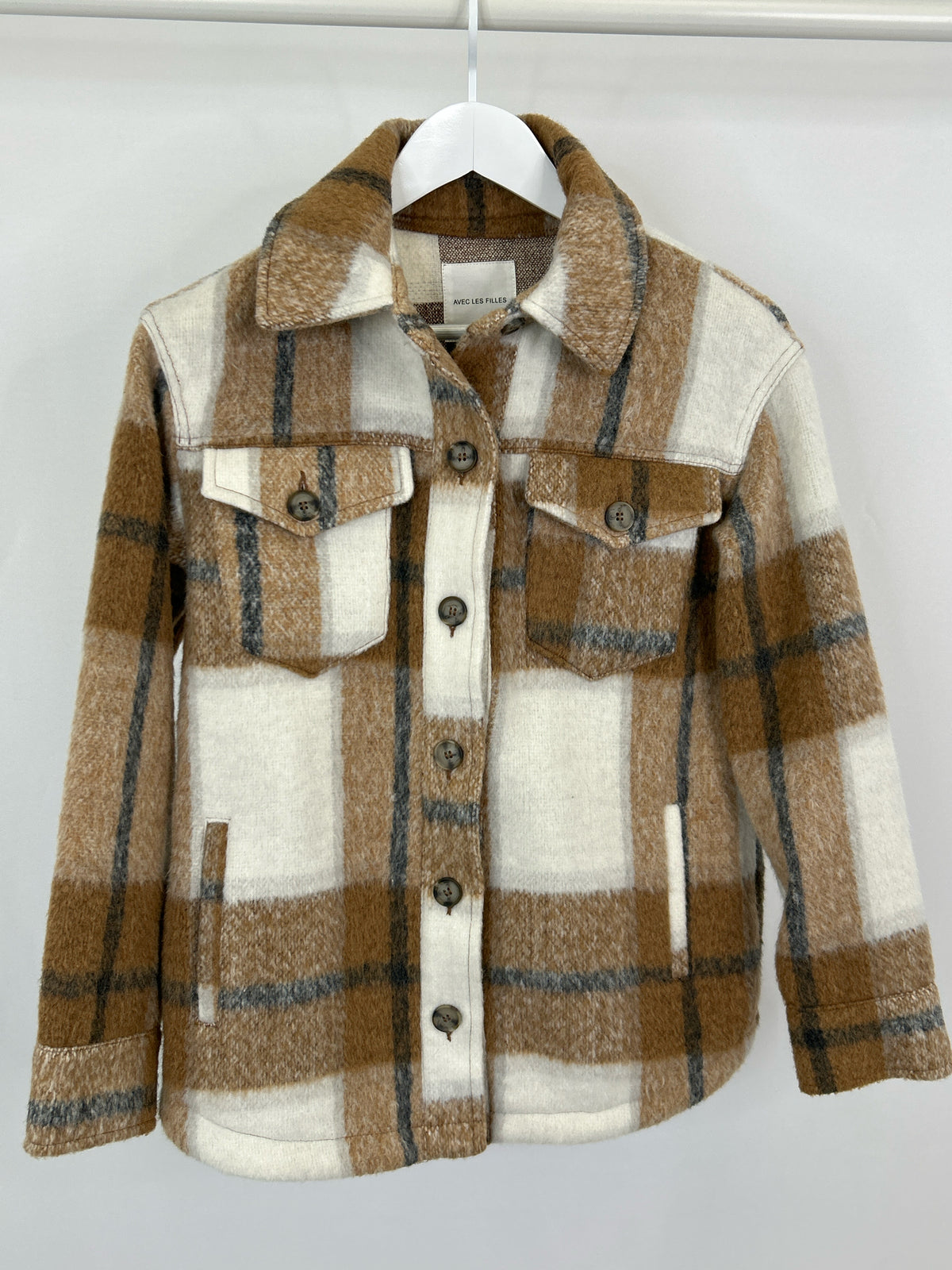 AVEC LES FILLES Size S Brown Plaid Women Jacket