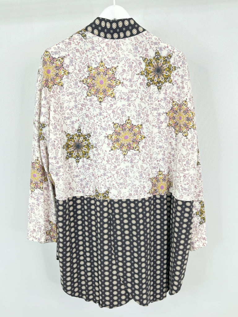 FREE PEOPLE Size L LAVENDER FLORAL Women's Kimono