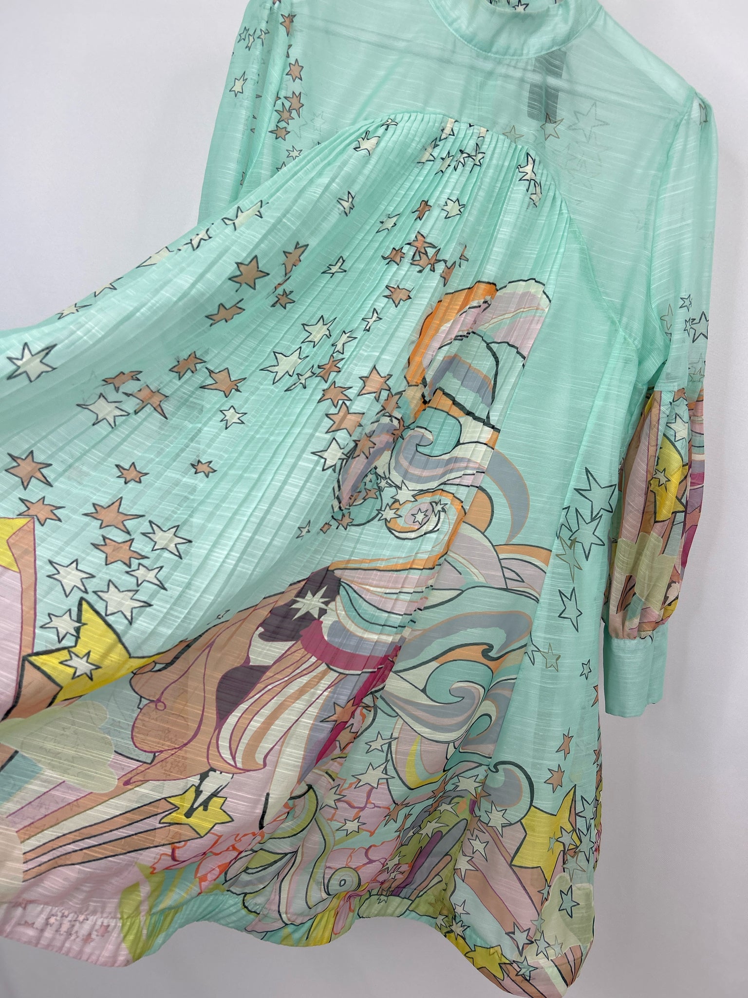 N BY NANCY Size 3X Mint Green Print Women Dress