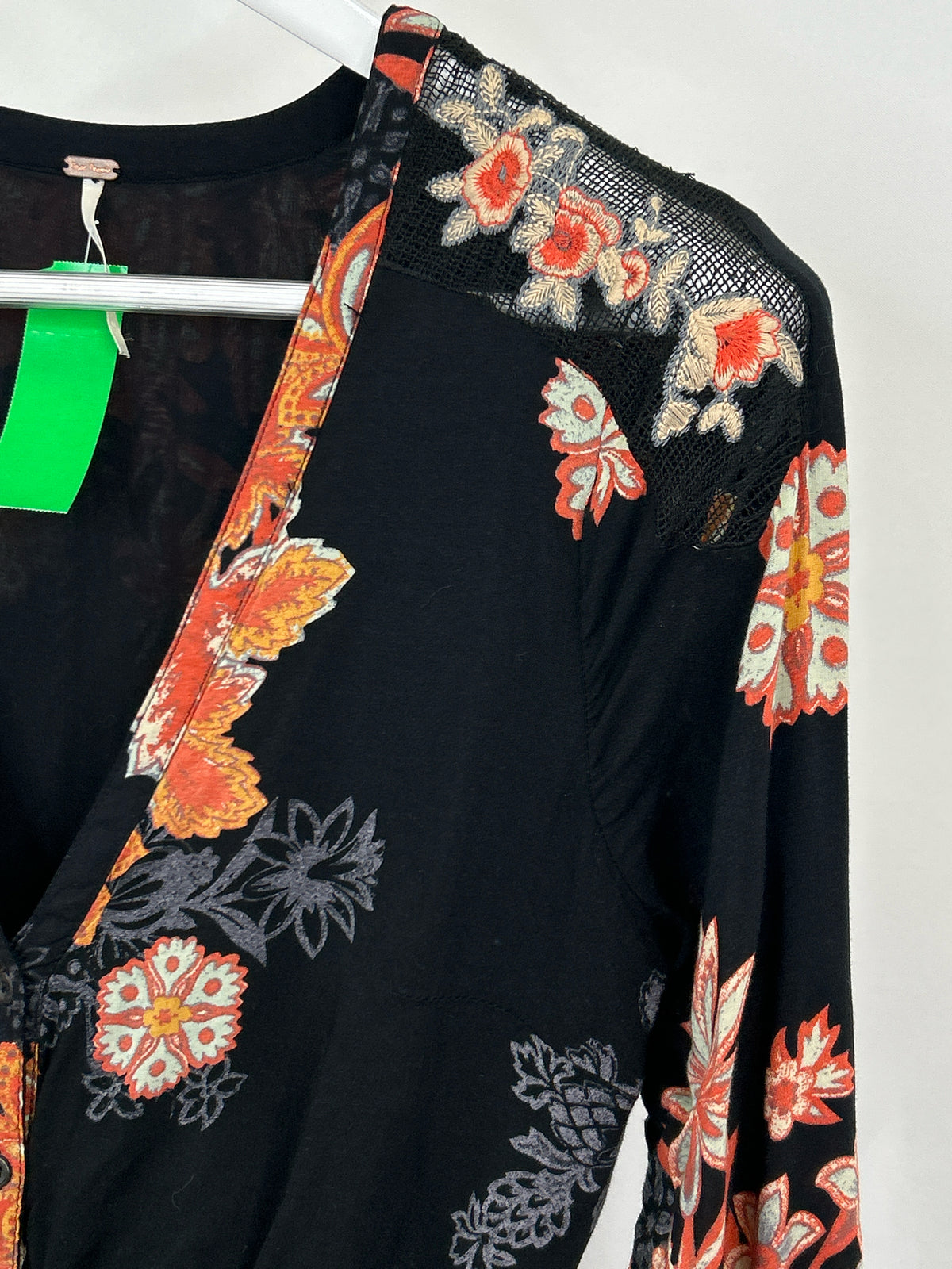 FREE PEOPLE Size 6 Black Print Women Dress
