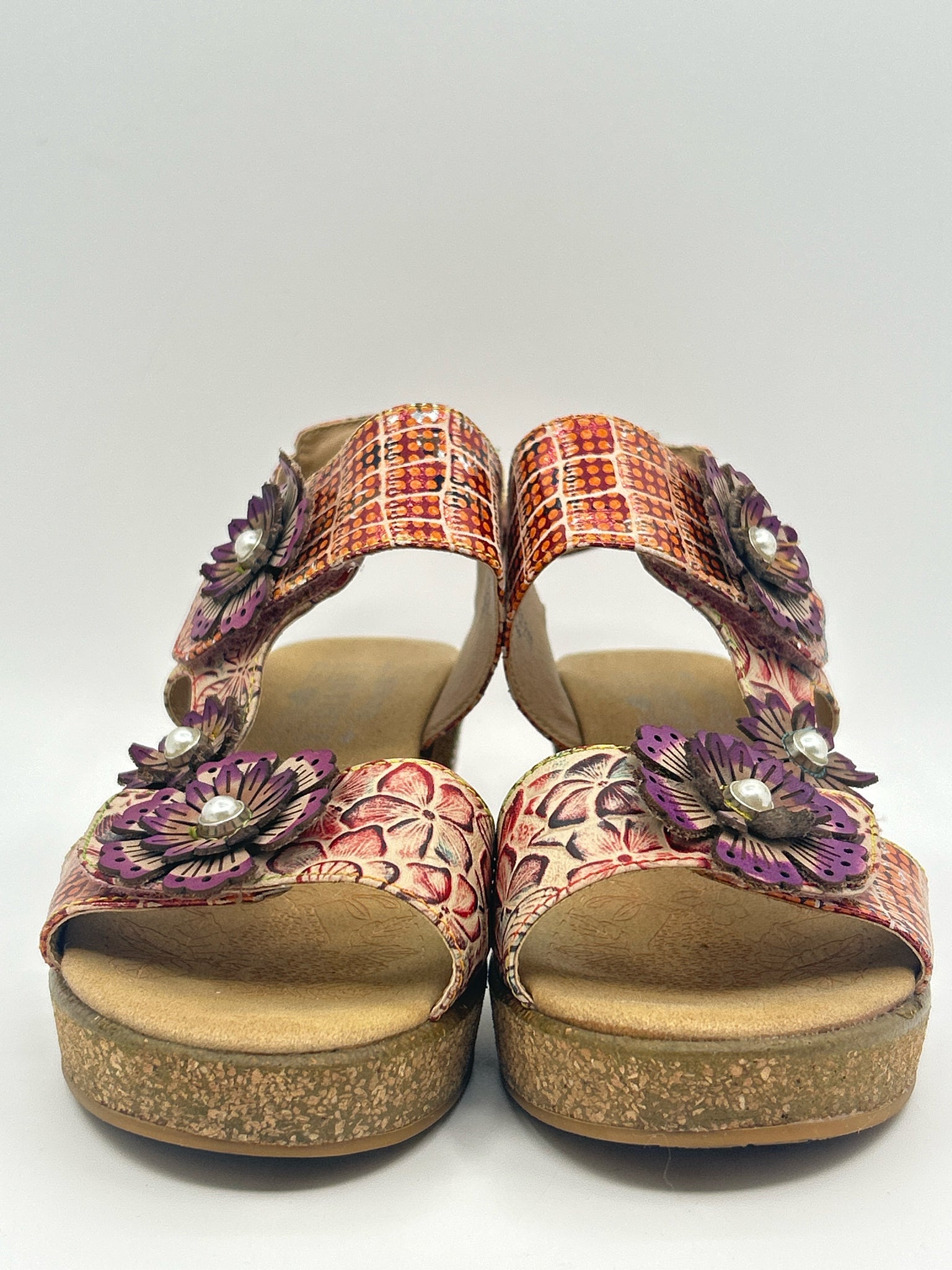 L'ARTISTE Size 38/8 Purple Print Women Sandal