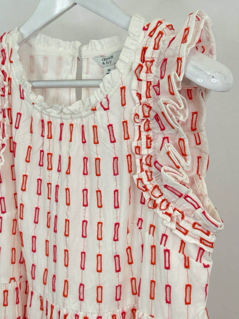 CROWN & IVY Size M WHITE AND ORANGE Women's Dress