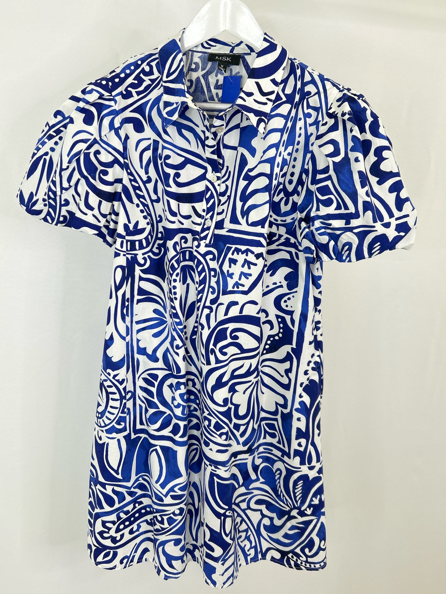 MSK Size M BLUE & WHITE Women Dress