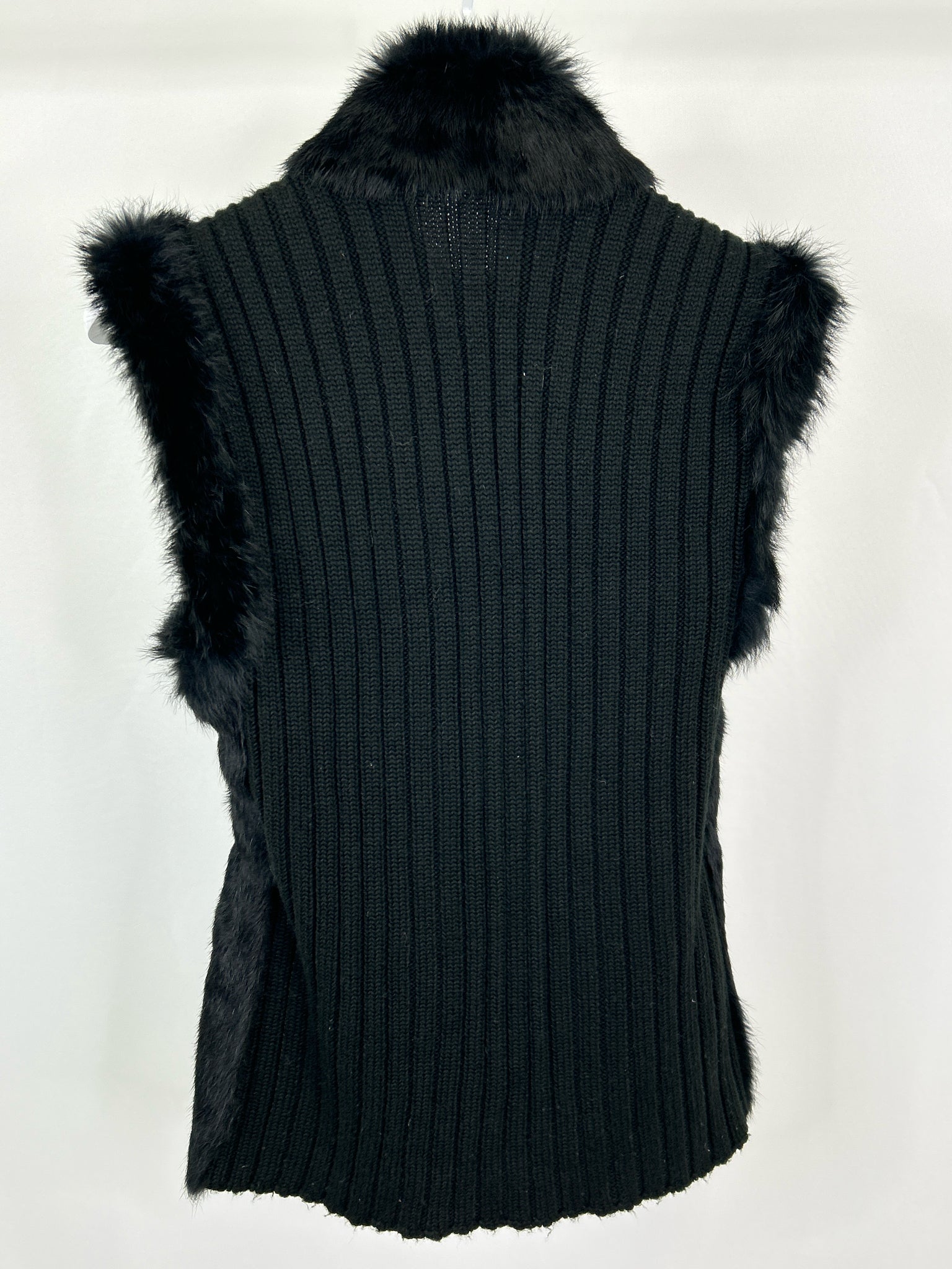 LINDA RICHARDS Size M Black Fur Women Vest Reversible