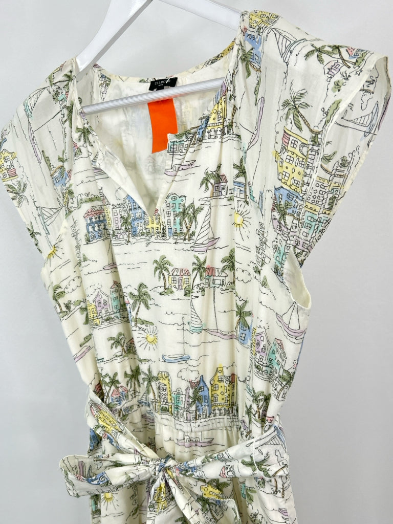 TALBOTS Size 12 OFF WHITE PRINT Dress