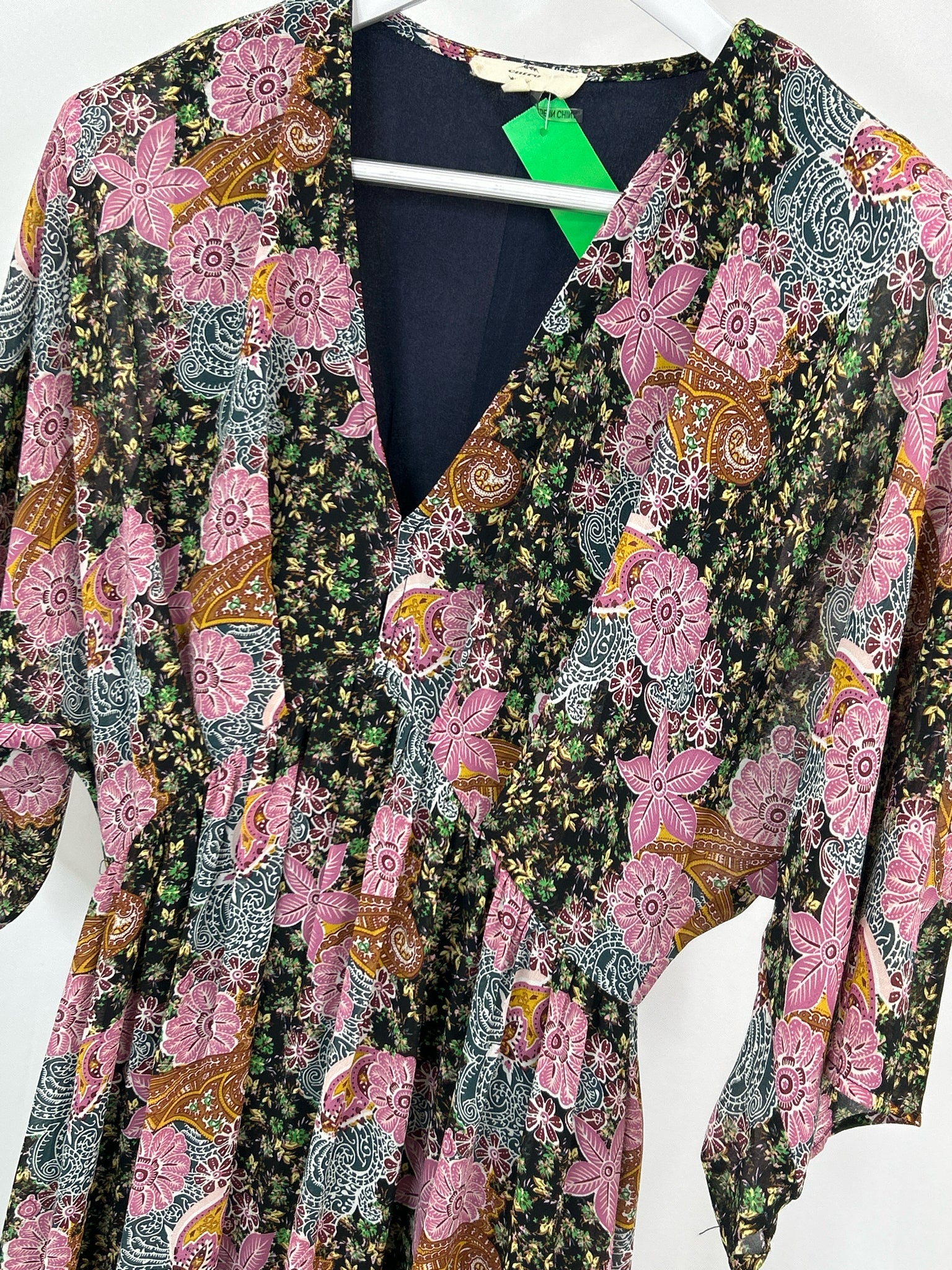 ENTRO Size M Purple & Green Print Women Dress
