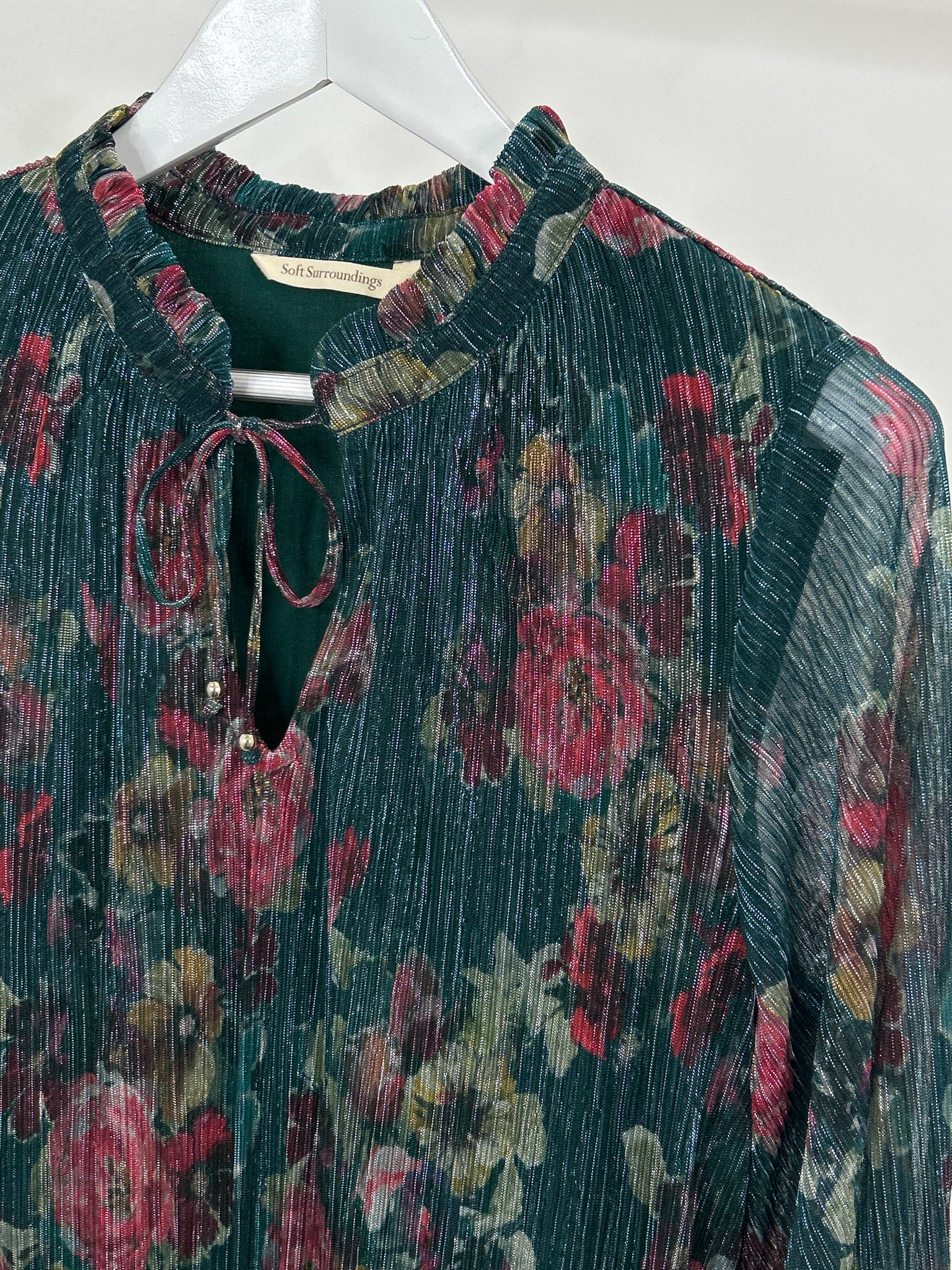 SOFT SURROUNDINGS Size M Teal Print Women Top NWT