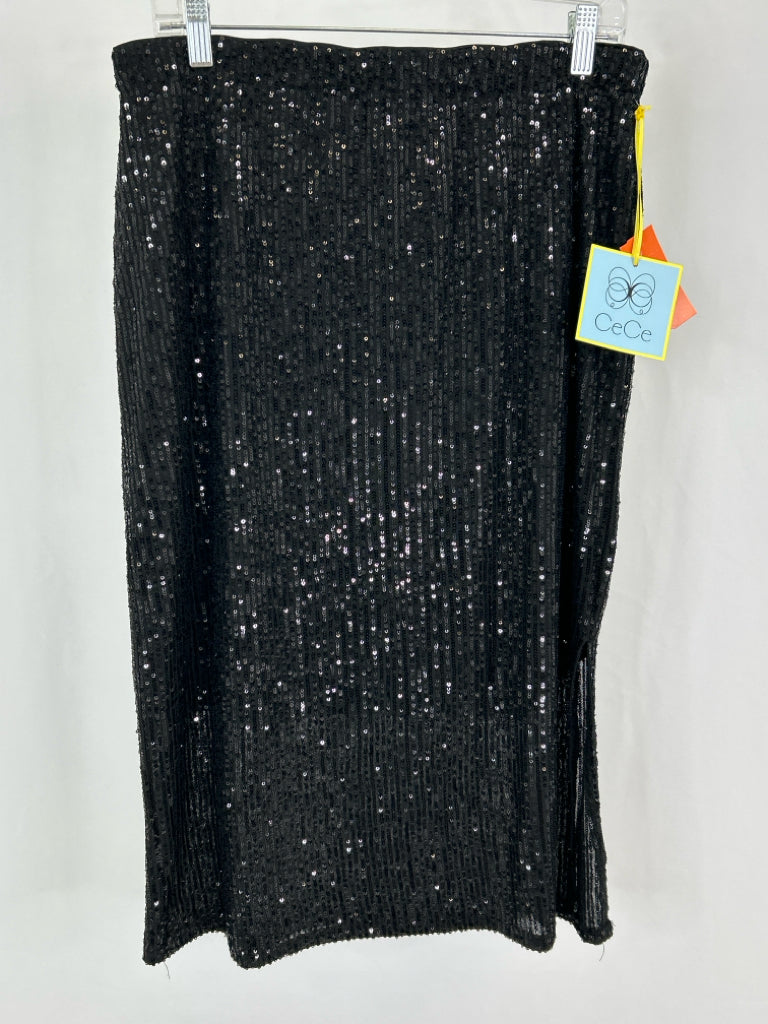 CECE Women Size L Black Sequin Pencil Skirt NWT