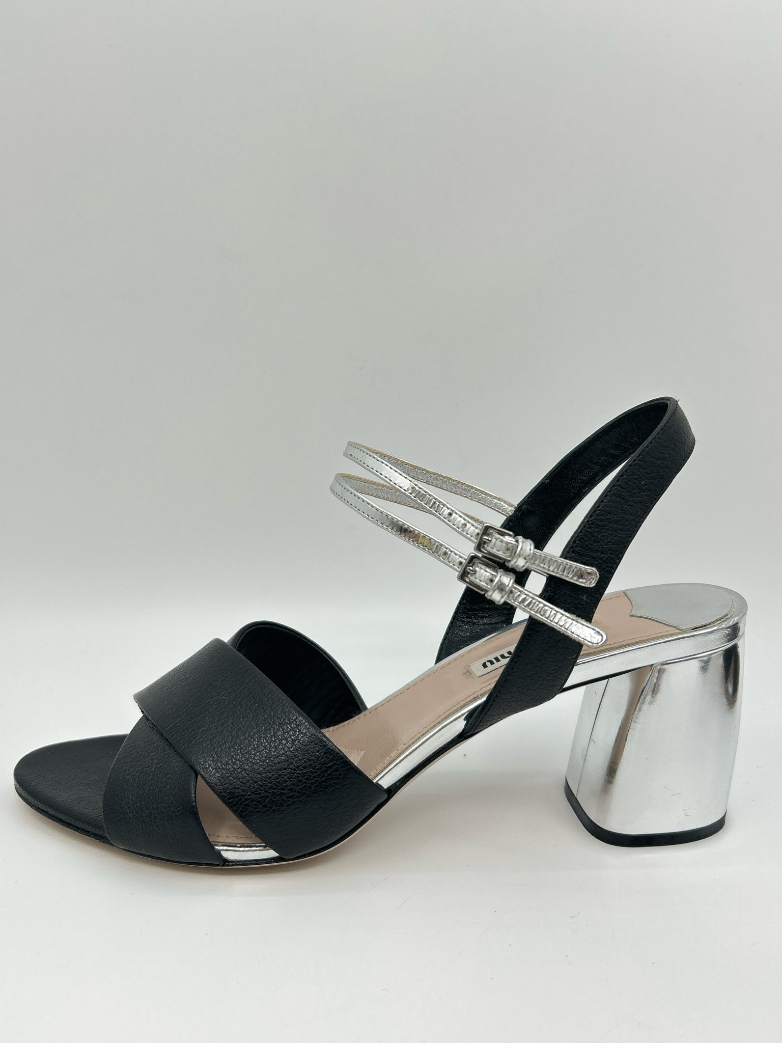 MIU MIU Size 39.5 Black Women Sandal