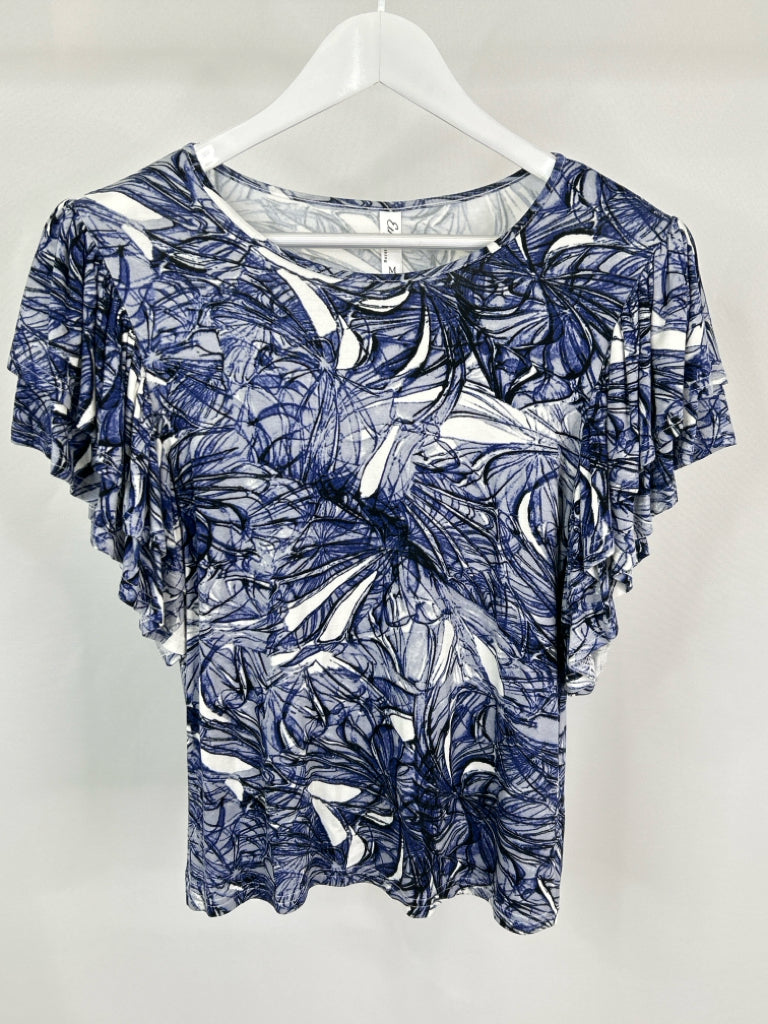 ETHYL Women Size M Blue Print Top