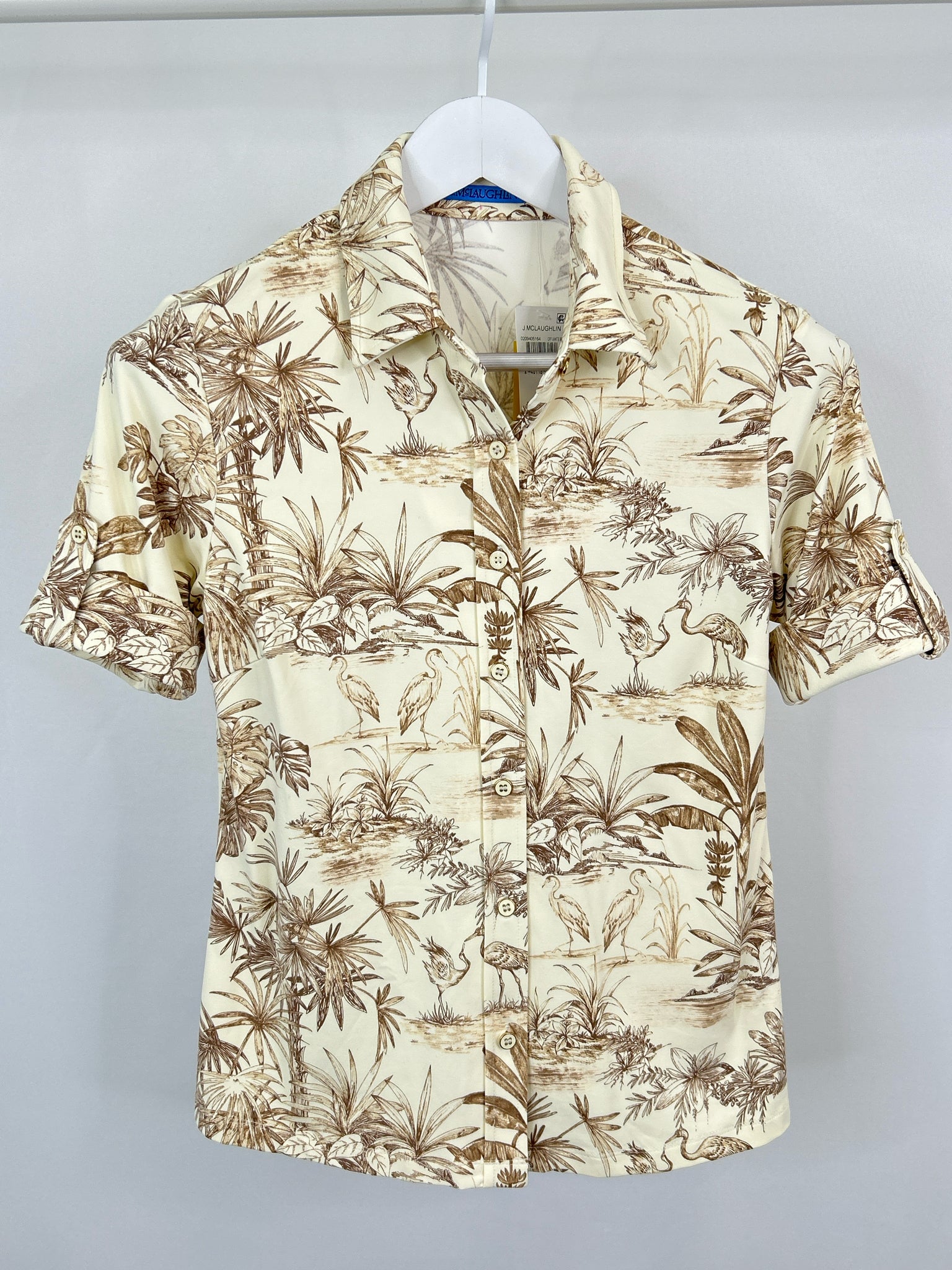 J. McLaughlin Size S Cream Print Women Blouse NWT
