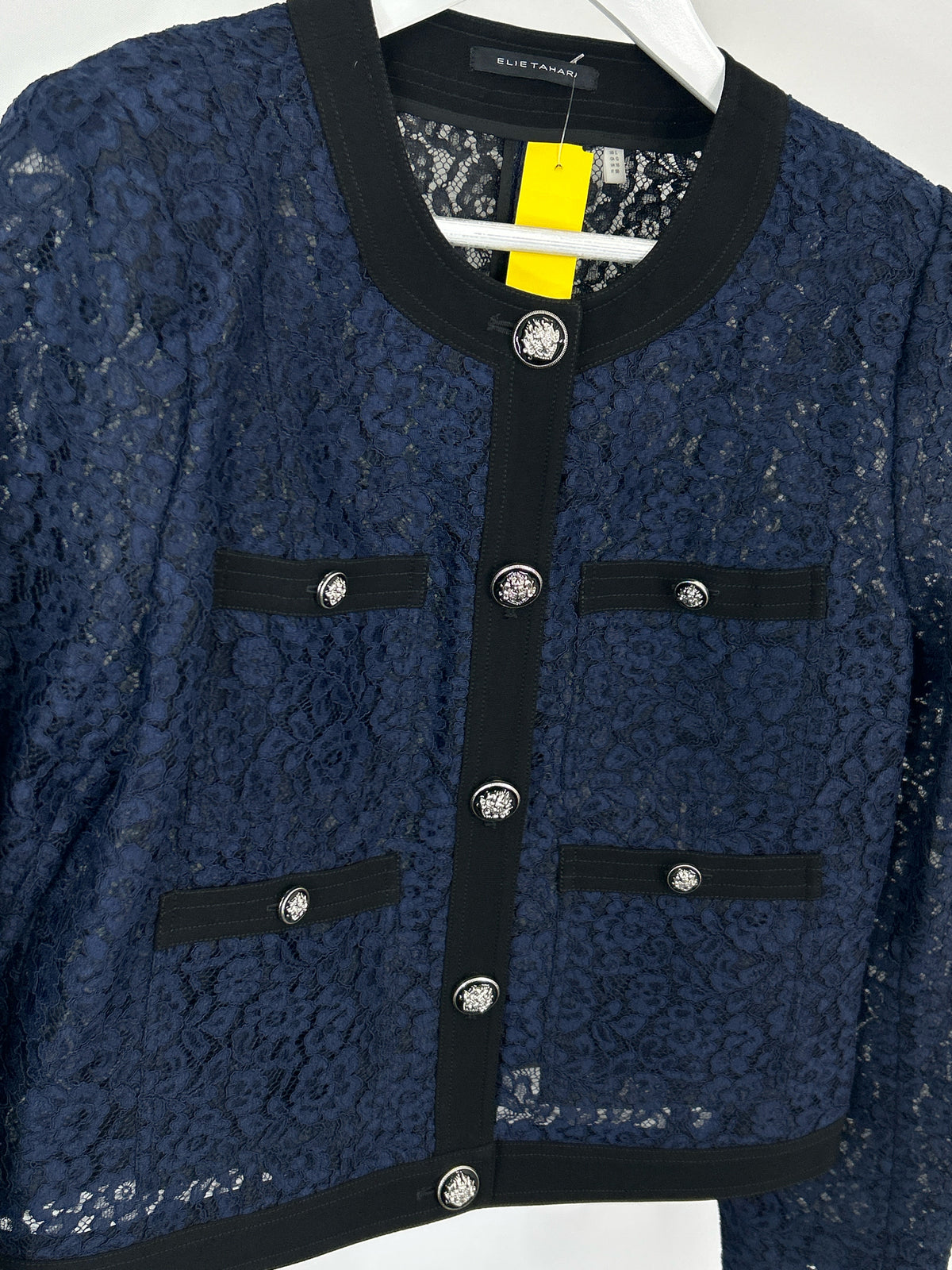 ELIE TAHARI Size L NAVY AND BLACK Women Jacket