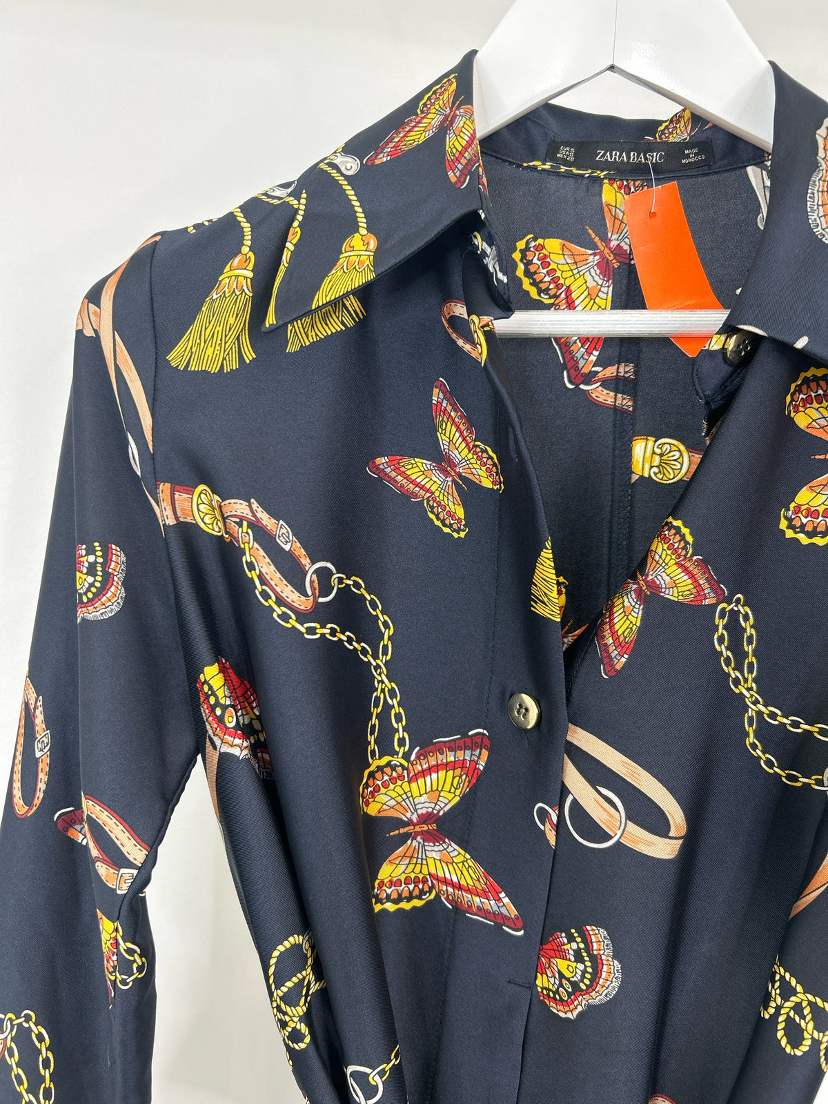 ZARA BASIC Size S Navy Print Women Dress