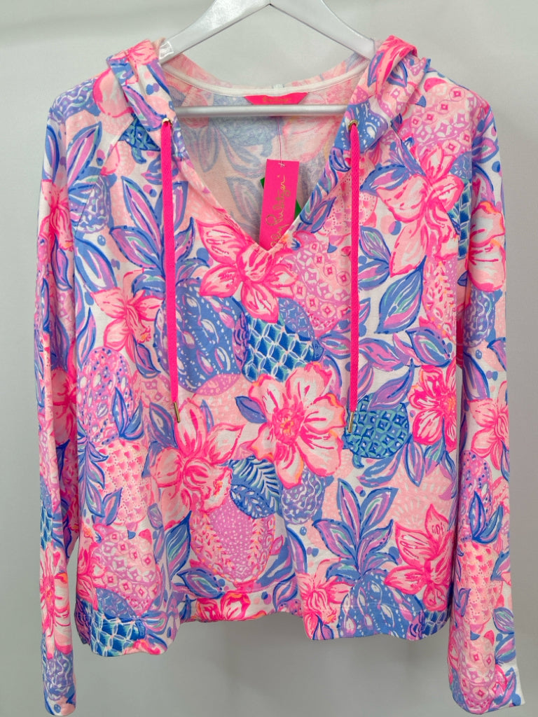 LILLY PULITZER Size XXL Pink Print Hoodie Pullover NWT