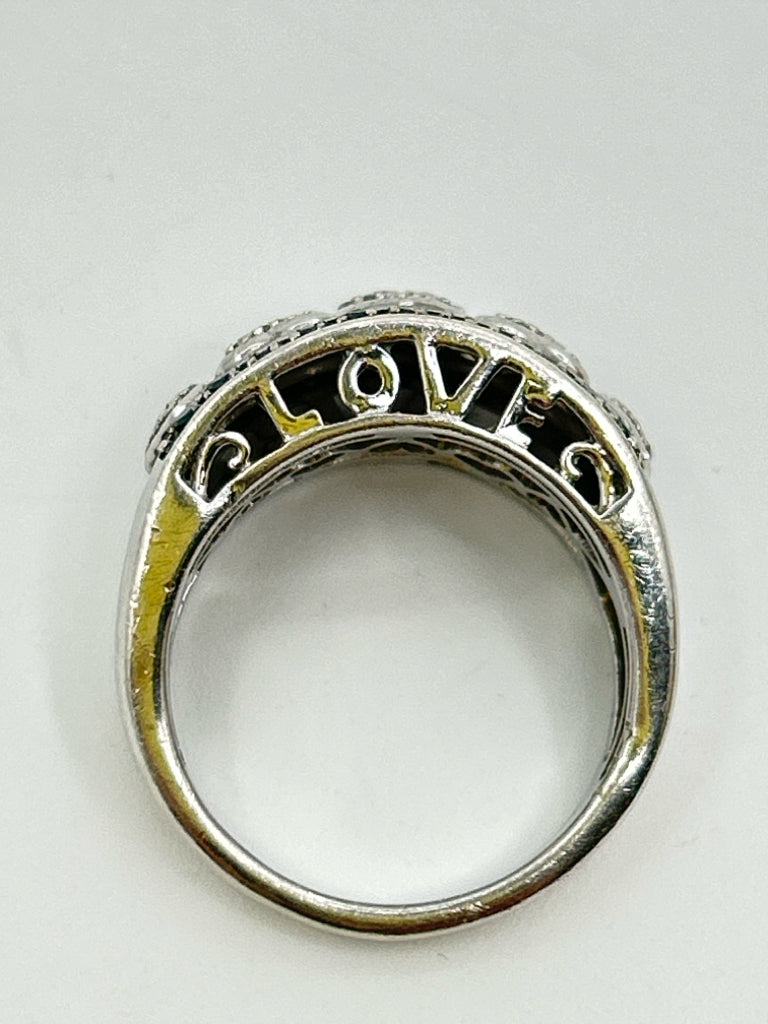 925 Sterling Silver & Black Size 6.75 Ring