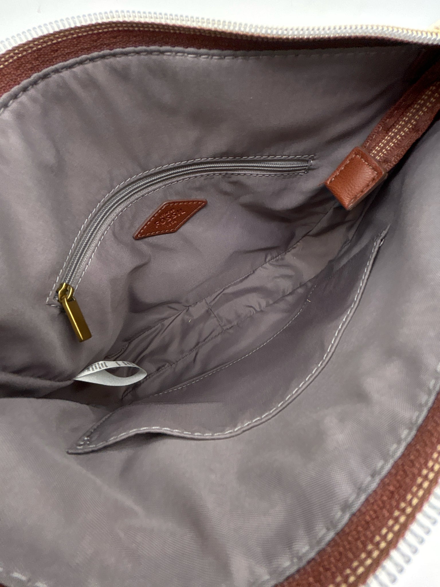 FOSSIL Cream & Brown Women Purse