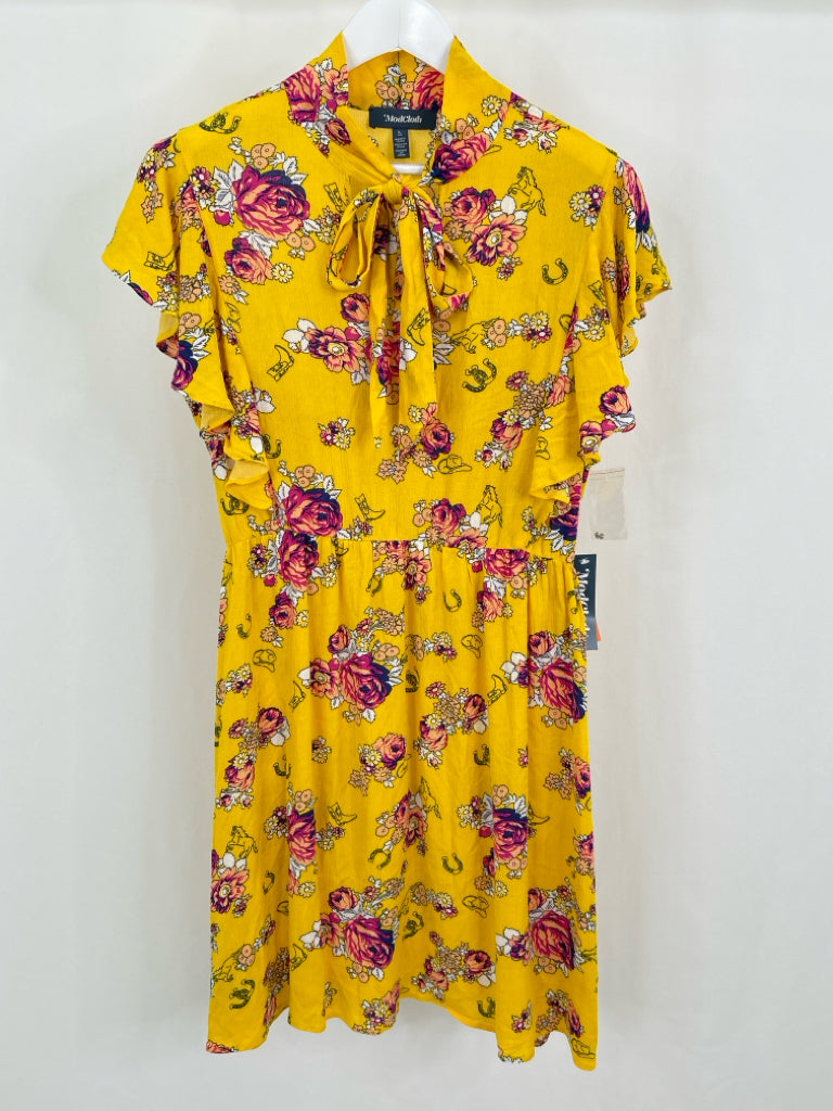MODCLOTH Women Size L Yellow Floral Dress NWT