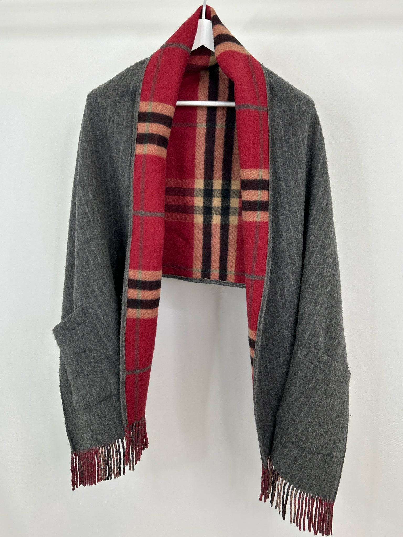 BURBERRY RED AND GRAY Women Scarf