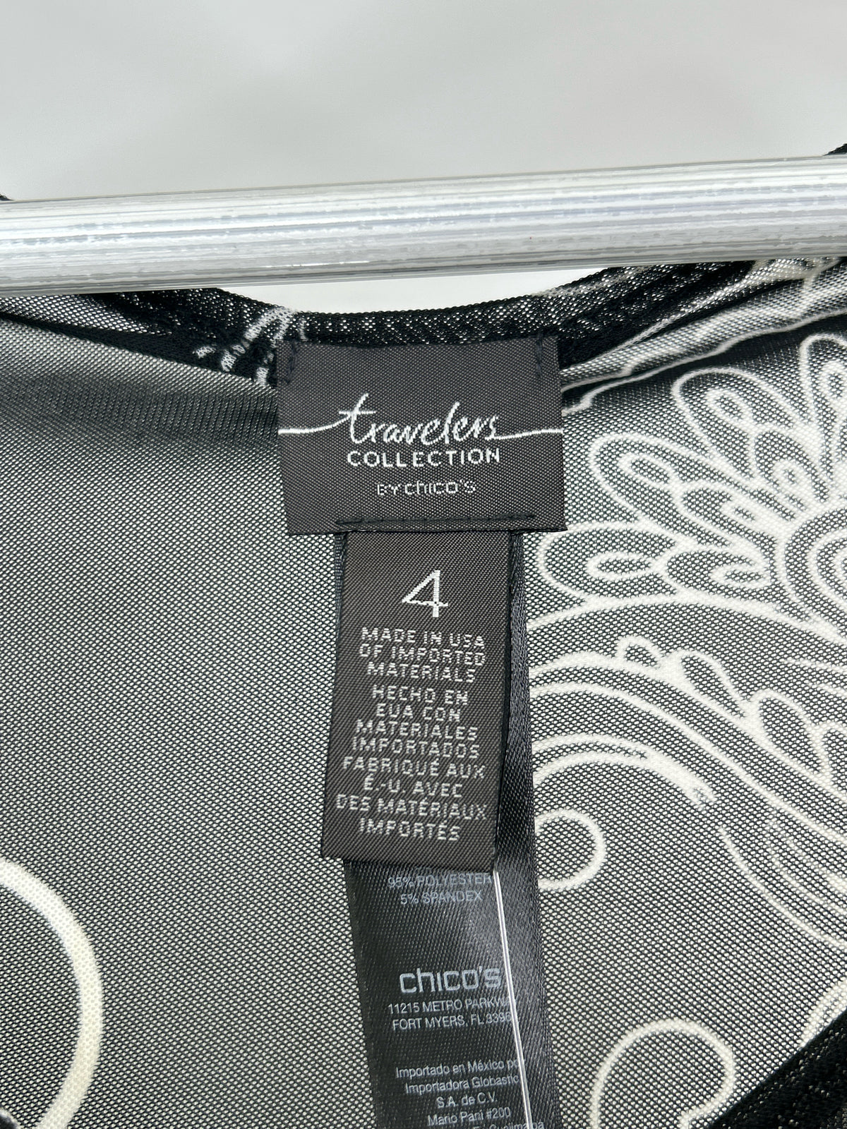 CHICO'S Size XXL Black and Neutral Women Top