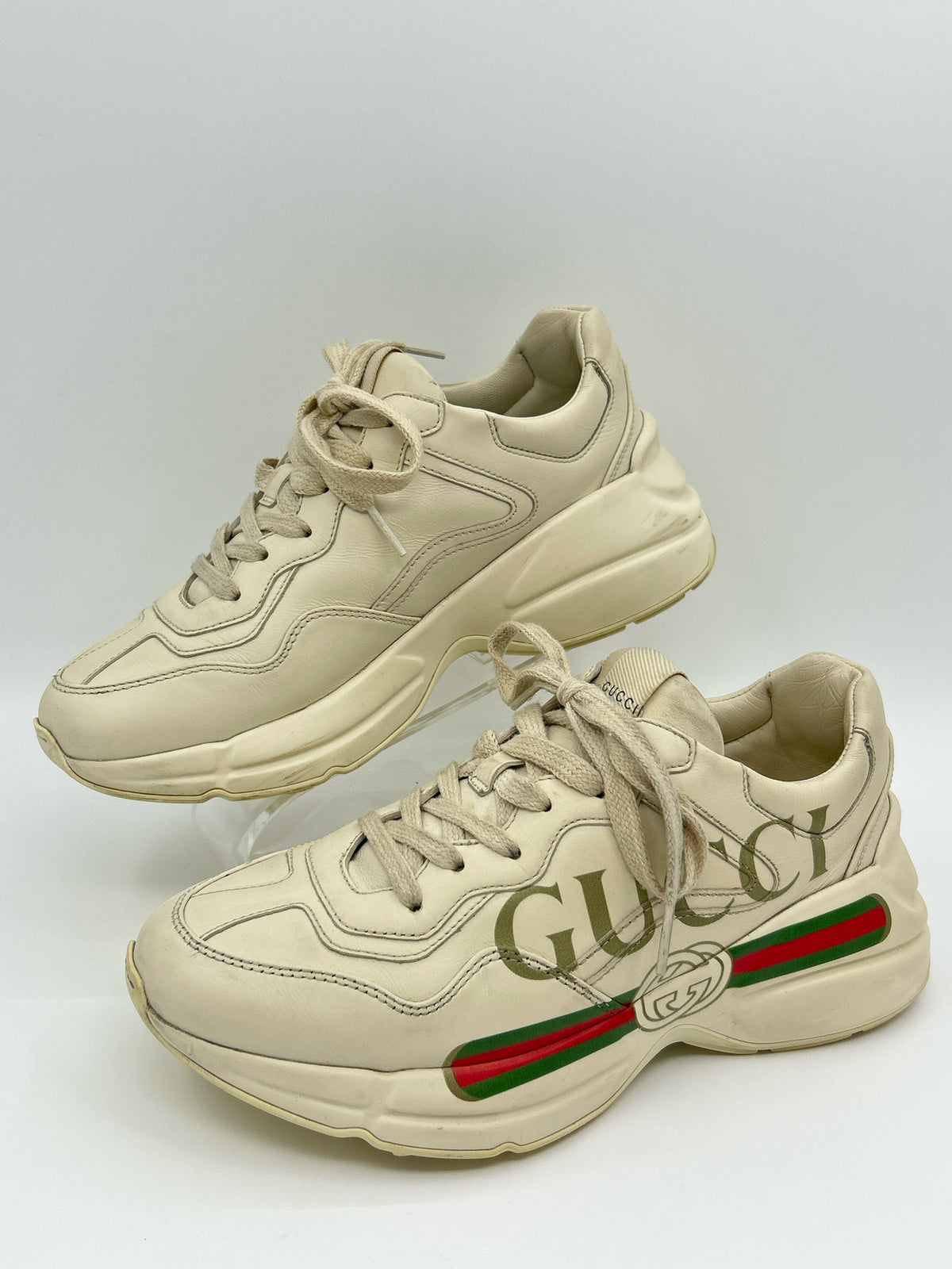 GUCCI Size 37/7 Ivory Women Sneakers
