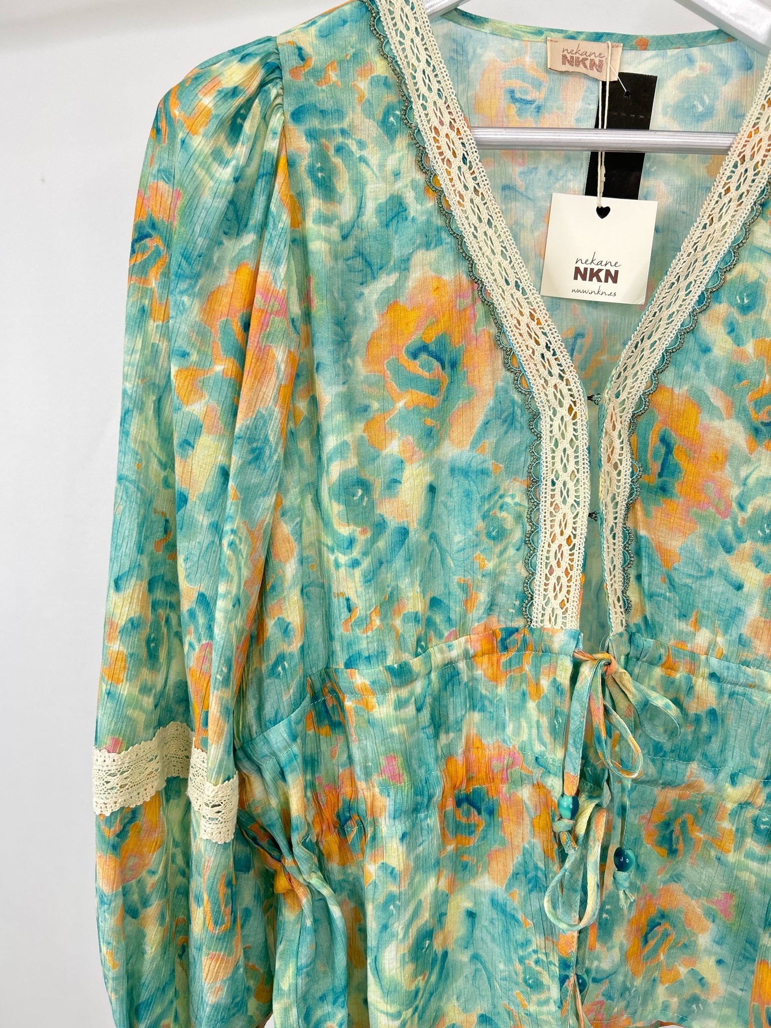 NEKANE NKN NWT Size M/L turquoise print Women Top