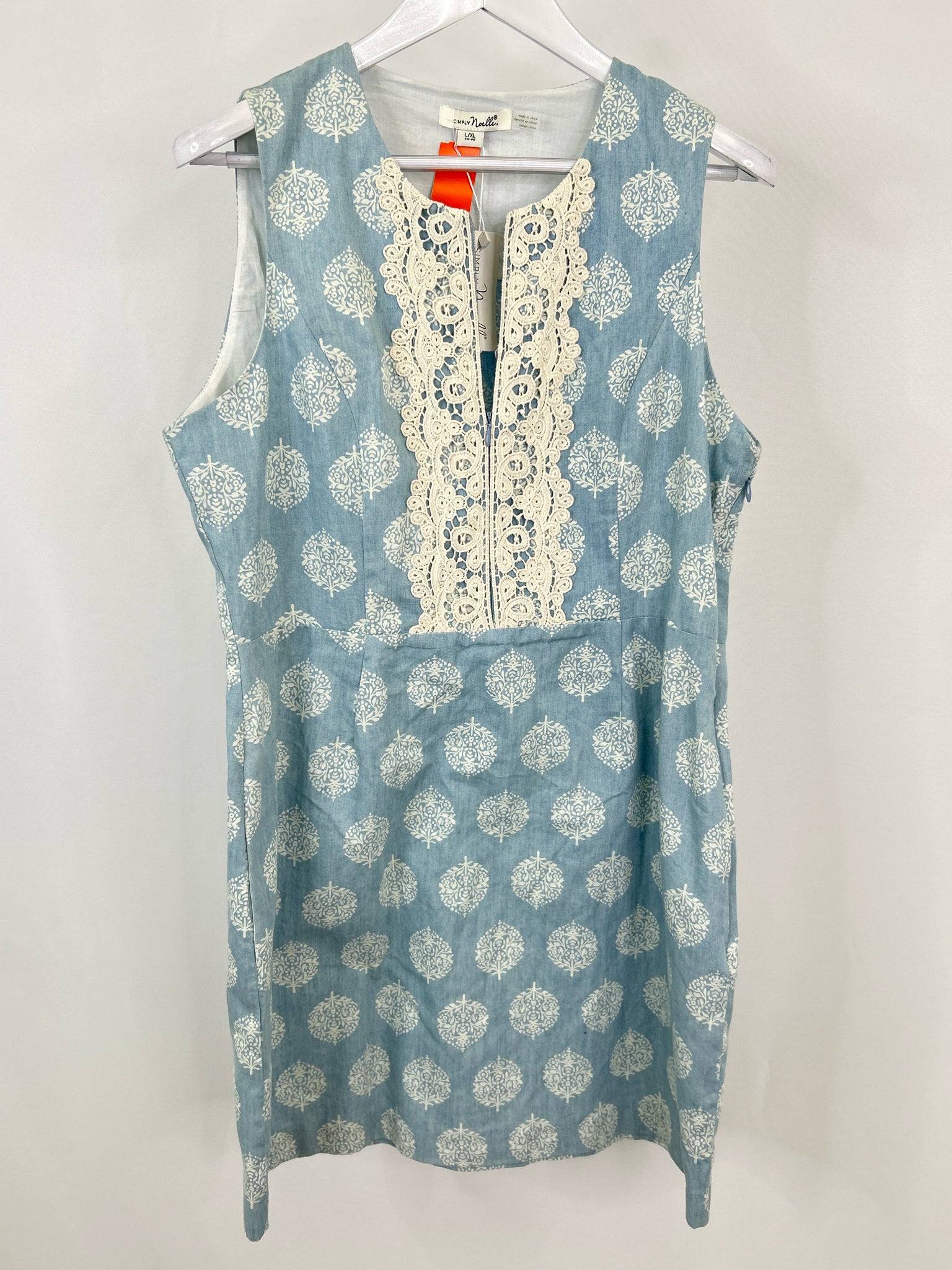 SIMPLY NOELLE Size L/XL Blue Print Women Dress NWT
