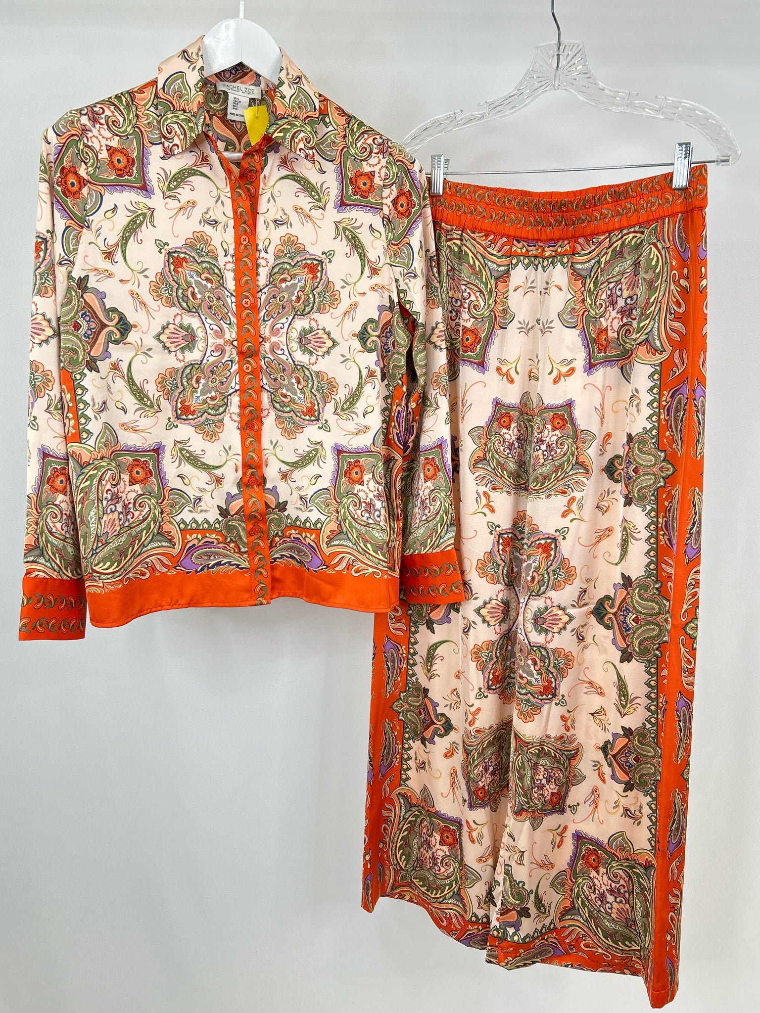 RACHEL ZOE Size S Orange Print Women 2-Piece w/pants