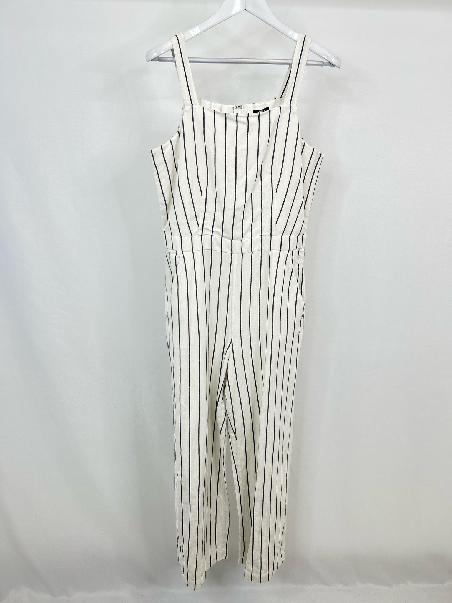 LOFT BEACH Size M White Striped Women Jumpsuit