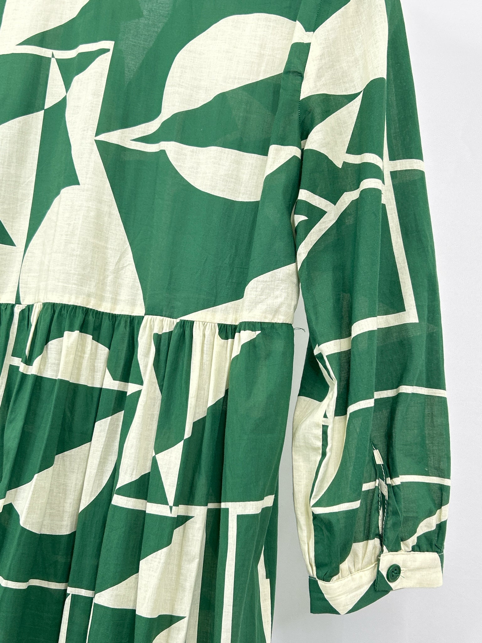ZARA Size S GREEN AND WHITE Women Dress