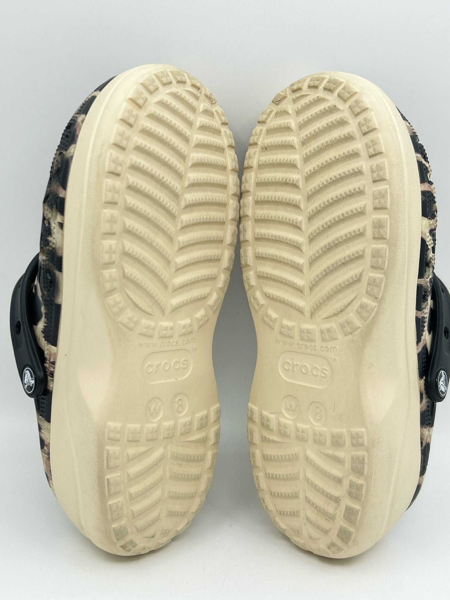 CROCS Size 8 BEIGE AND BLACK Women Clogs