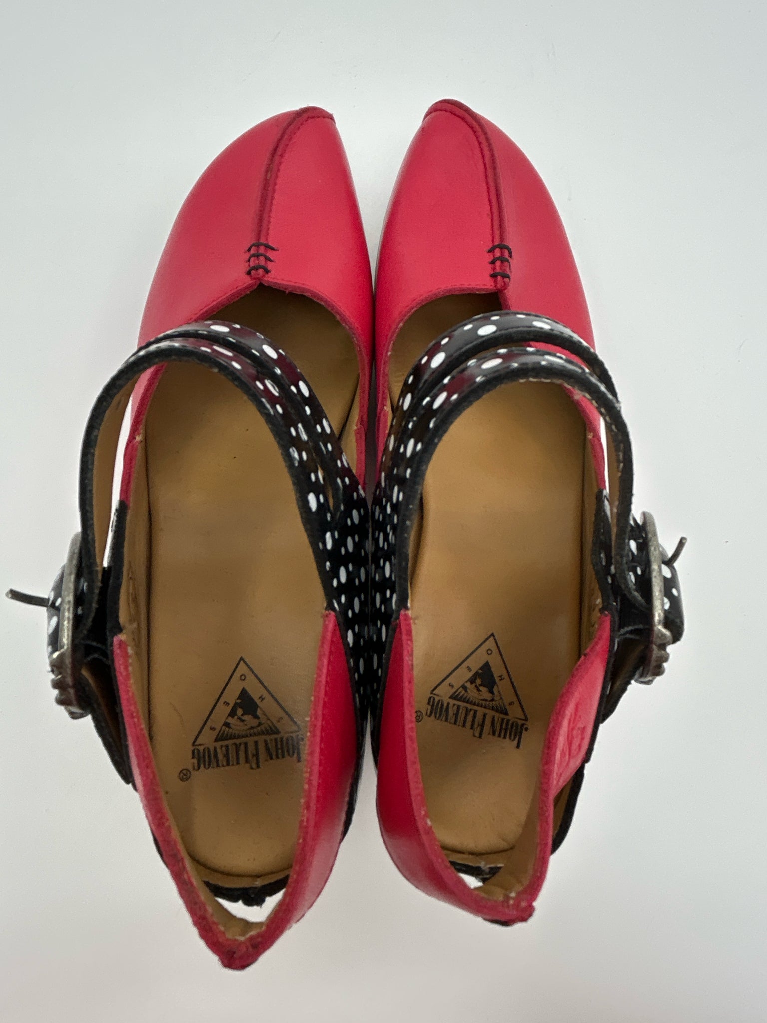 JOHN FLUEVOG Size 6.5 Red & Black Women Pumps