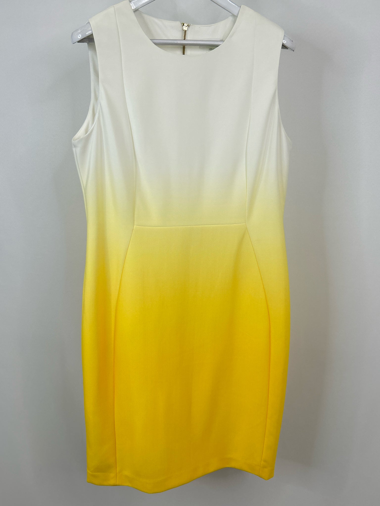 CALVIN KLEIN Size 16 WHITE AND YELLOW Women Dress