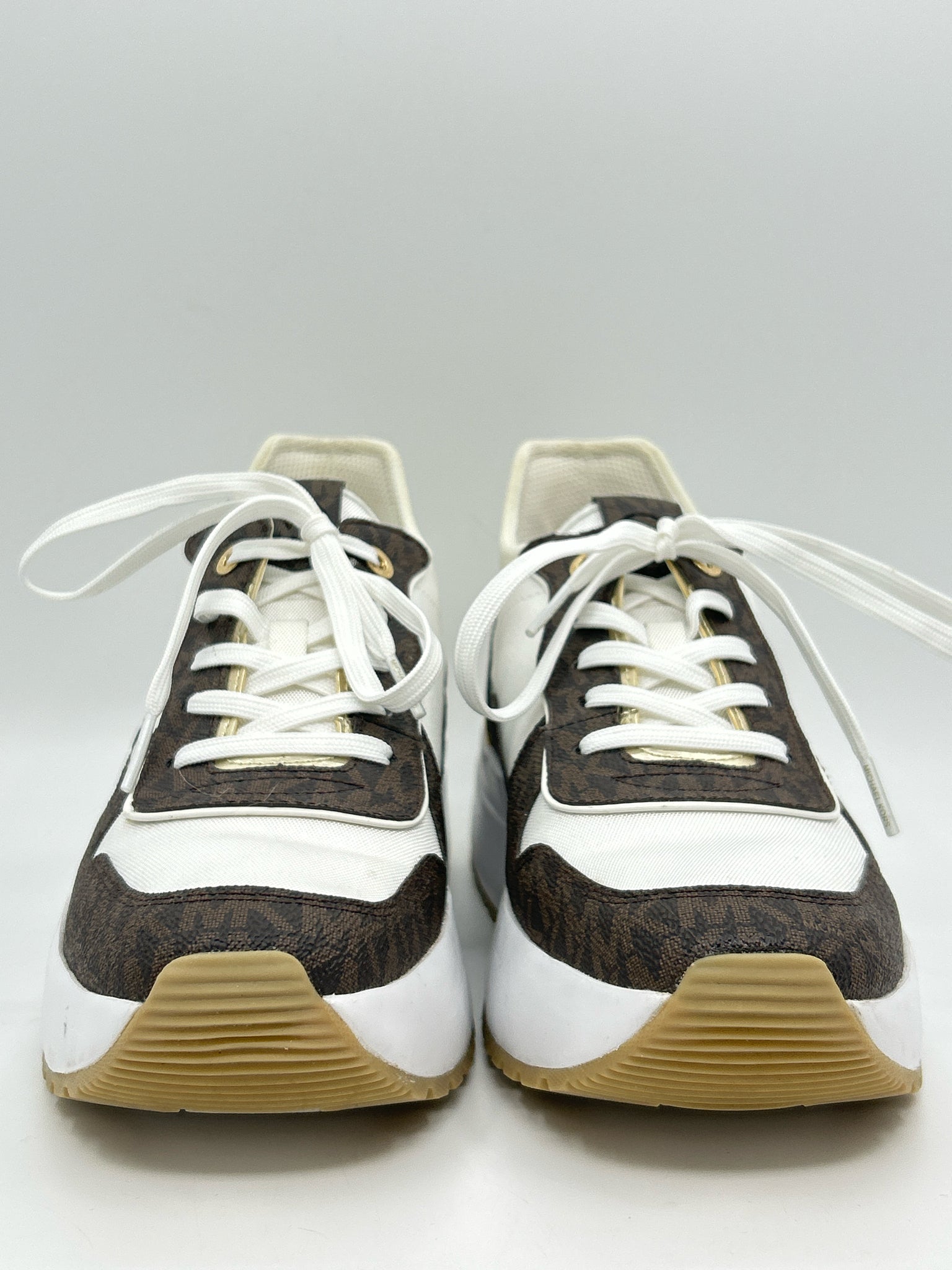 MICHAEL MICHAEL KORS Size 9.5M WHITE AND BROWN Women Sneakers